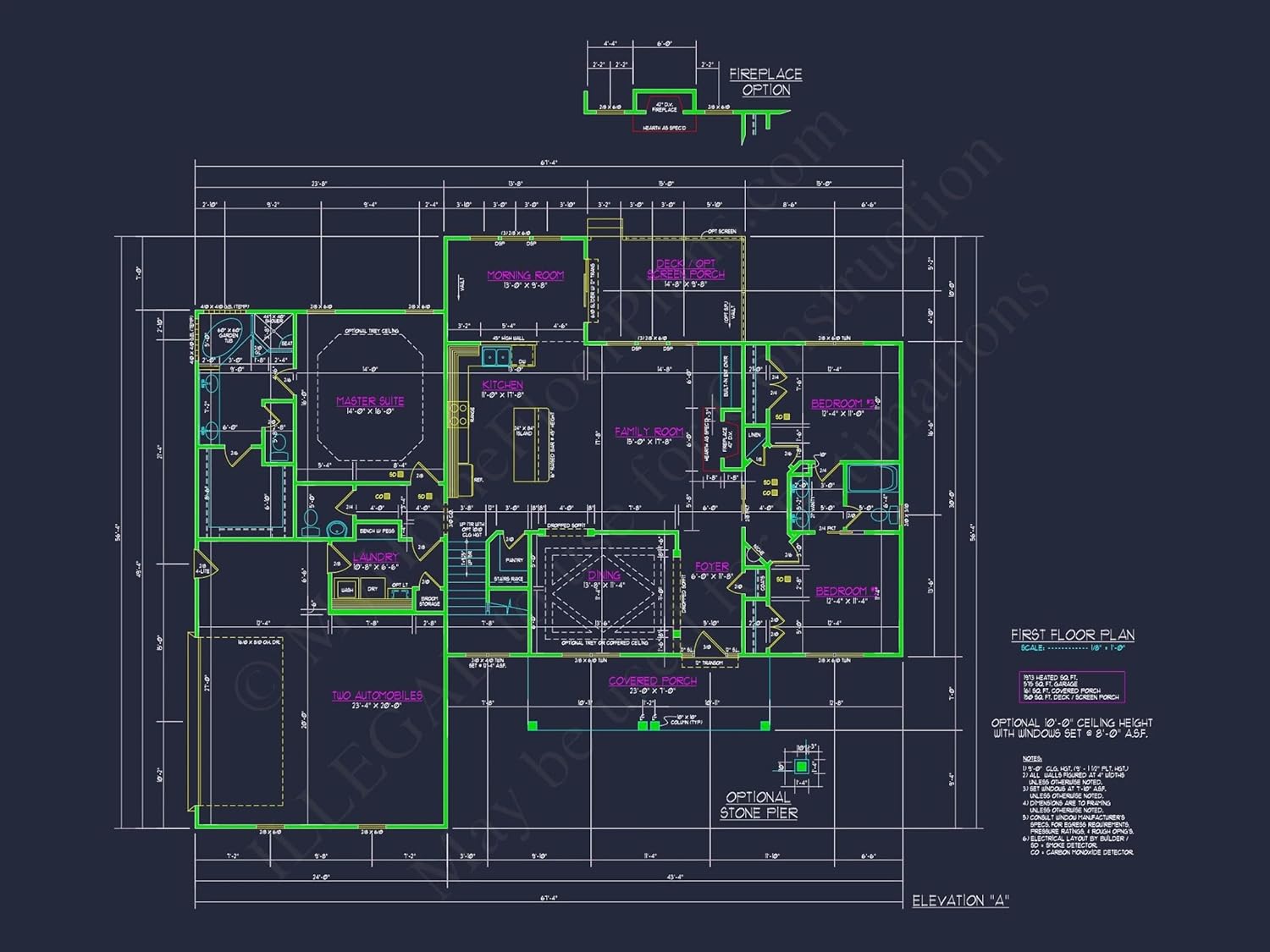 12-2574 HOUSE PLAN - Craftsman House Plan with 4 Bedrooms, 2 Floors & 3 Elevations