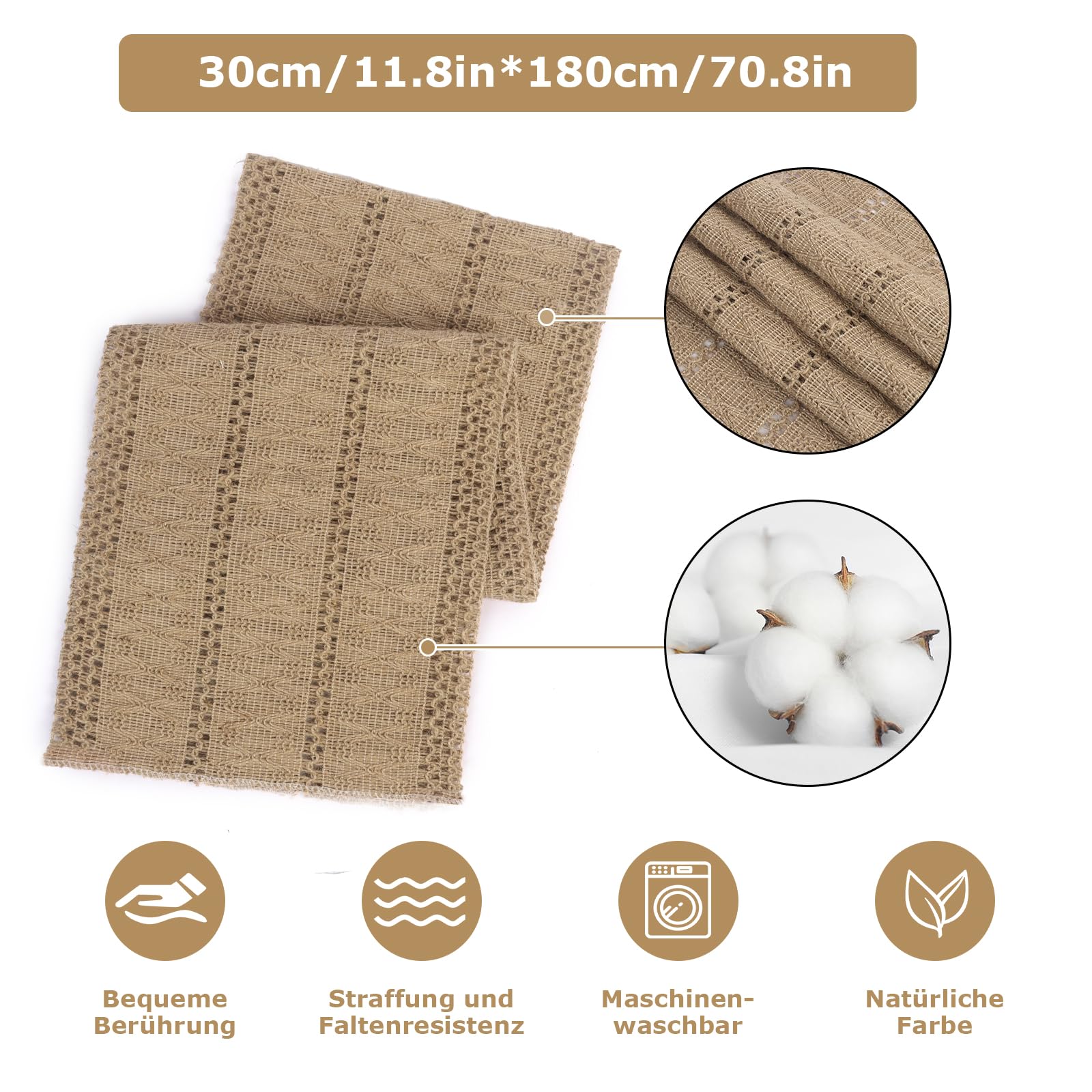 Makramee Tischläufer Boho Mit Quasten – 180x30cm, Aus Baumwolle – Für Esstisch, Hochzeit & Deko