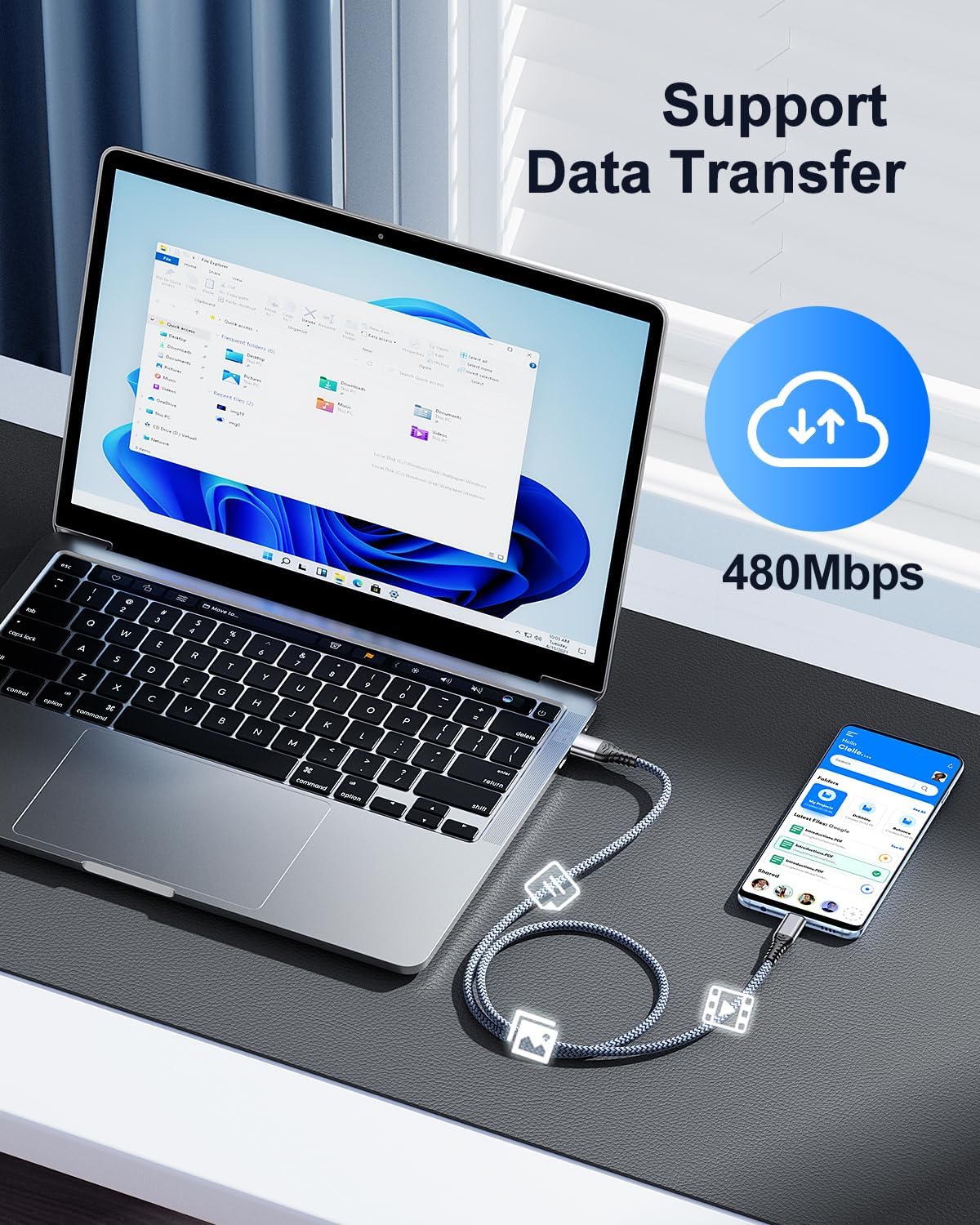 Cavo USB C 3.1A, [2 Metri 3Pezzi] Cavo USB Type C Ricarica Rapida Cordone di Ricarica Intrecciato Per iPhone 16/15 Plus Pro Max, Samsung S21 S22 S23 S23+ S23 Ultra S20 S10 S9, Pixel 7