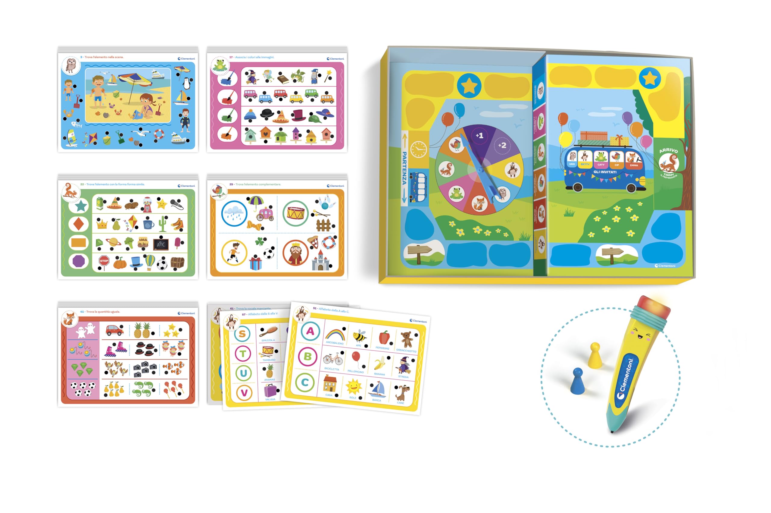 Clementoni Sapientino – La Penna Parlante 1000 Quiz, Gioco Educativo con Penna Interattiva per Bambini 3-6 Anni, Schede per Imparare Lettere, Numeri e Parole, Made in Italy, Lingua Italiana, 16495
