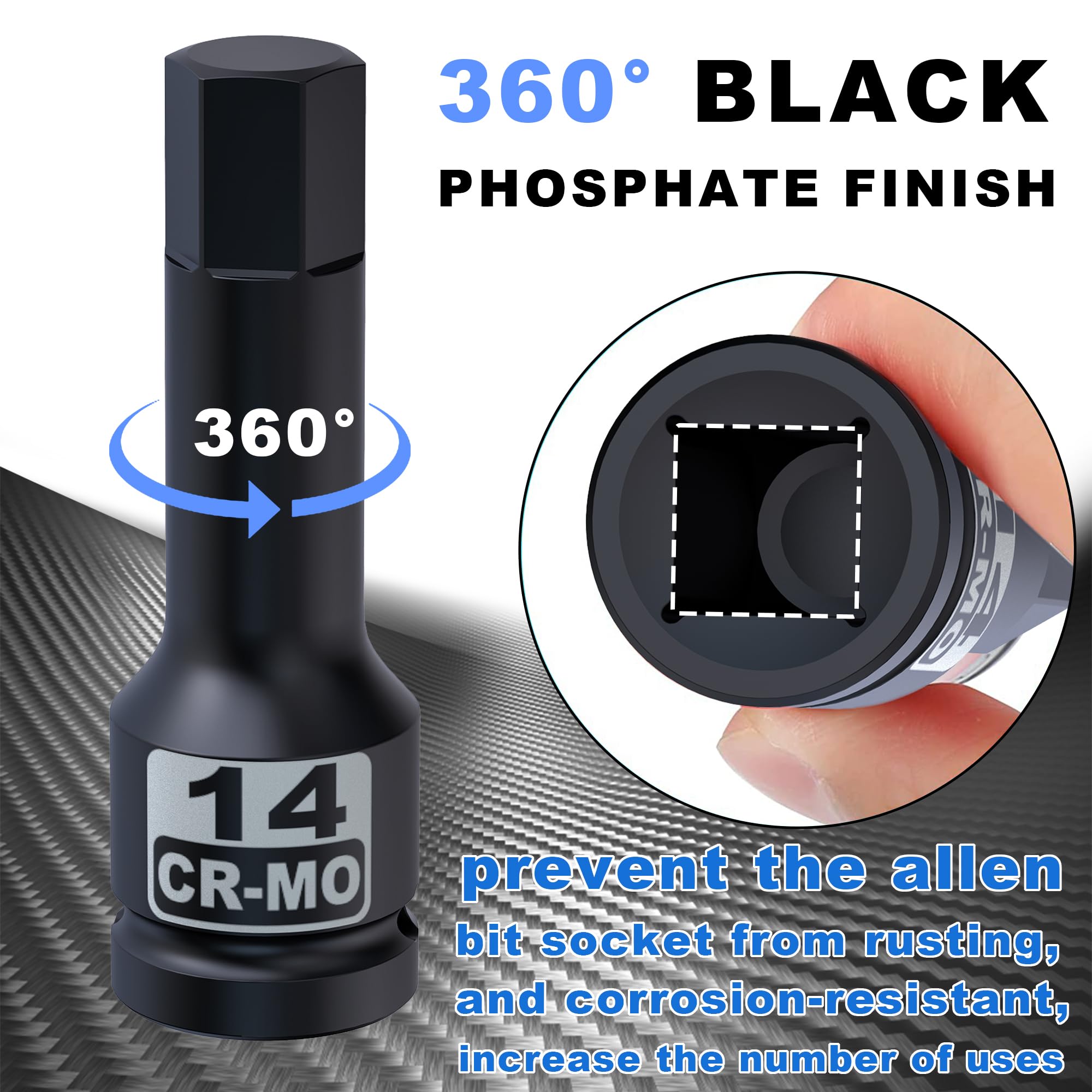 Snapklik.com : Aiourx 1/2" Drive Master Impact Hex Bit Socket Set ...