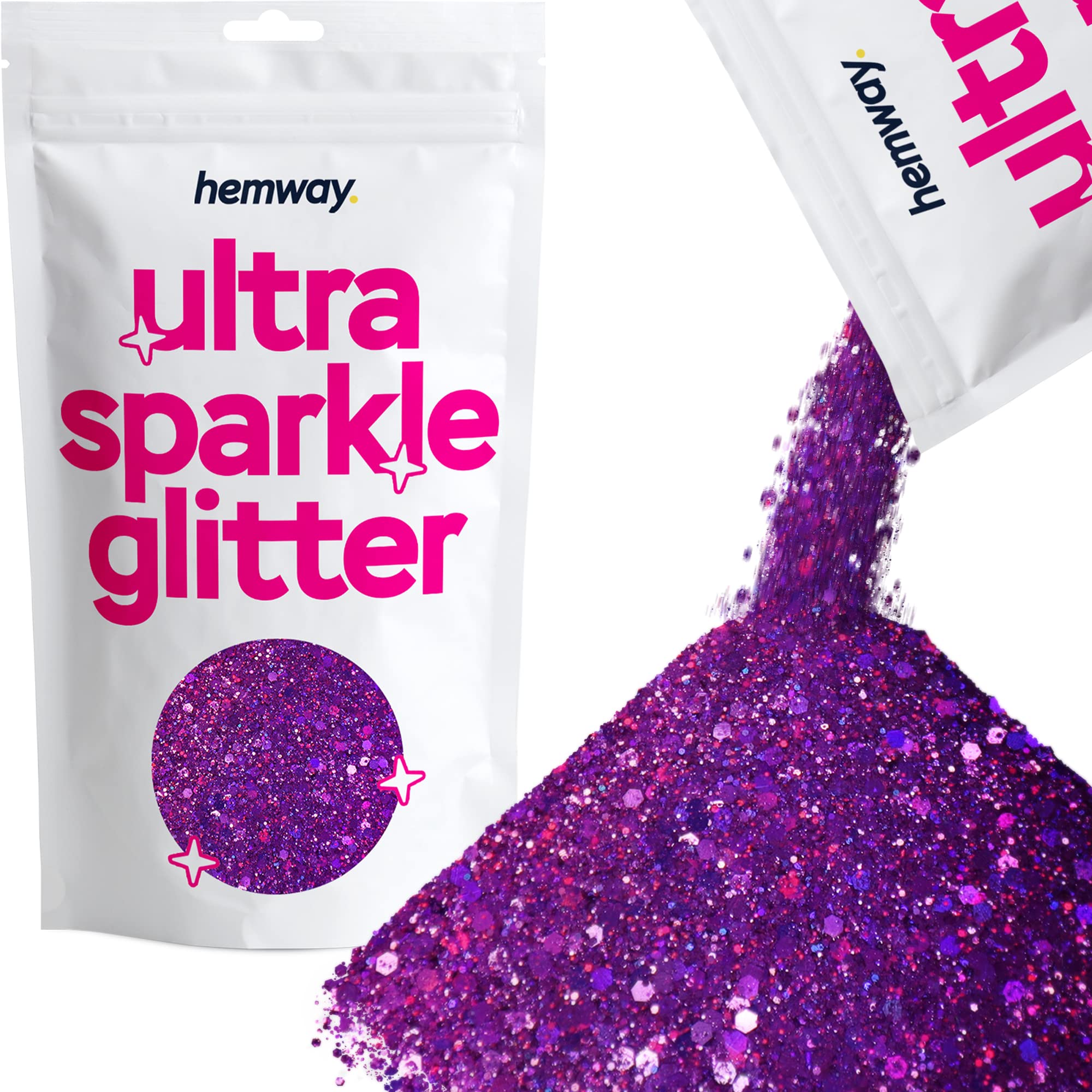 Hemway Ultra Sparkle Glitter Purple Holographic 100g Multi Size, 100g / 3.5oz