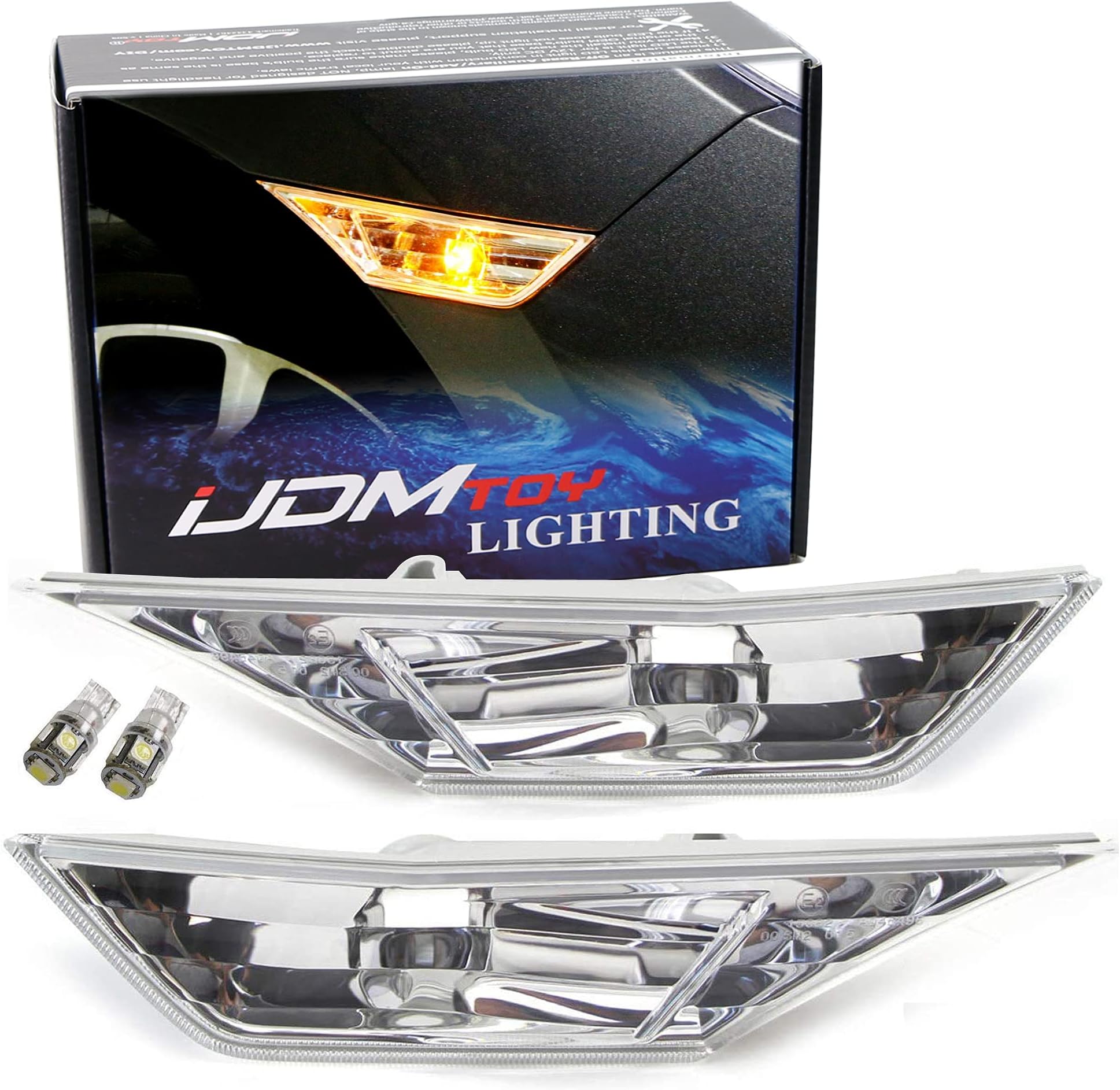 Feux De Position Latéraux Avant Full LED Fumés Pour Ford Mustang 2024-2025 - Blanc Froid - Style Moderne Et Sportif