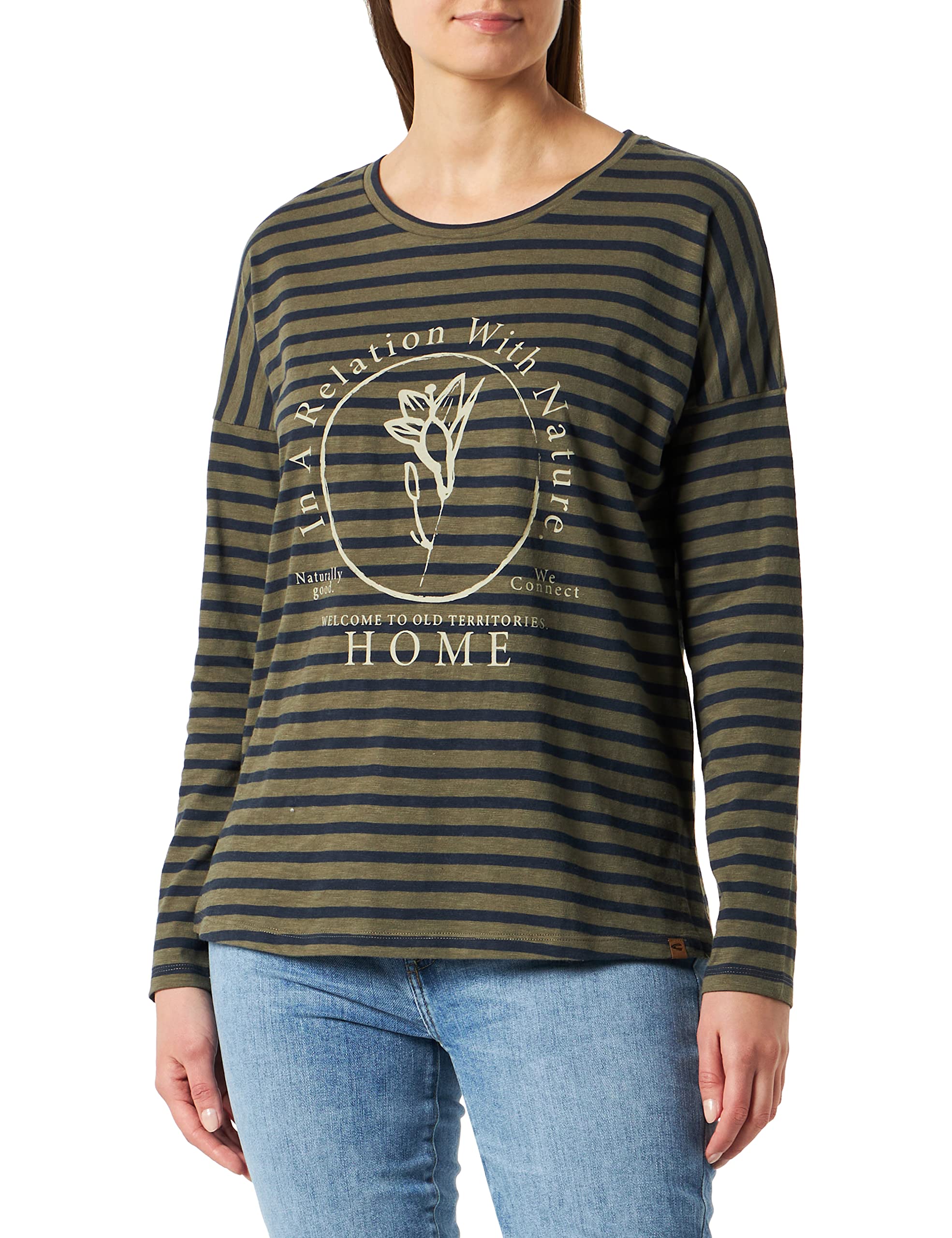 Camel Active Womenswear Women's Jumper, Night Blue/Grey Olive, S