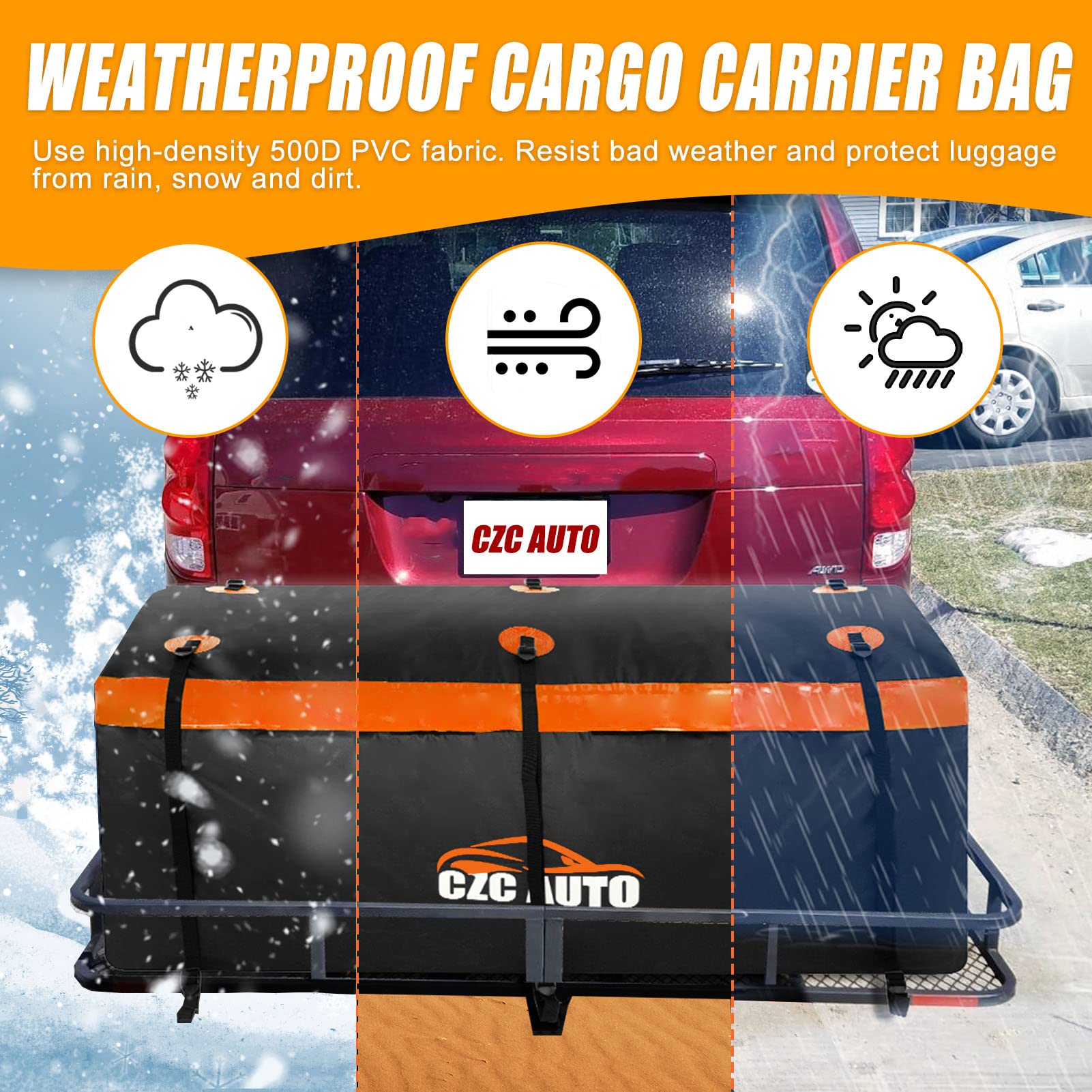 CZC AUTO Borsa Da Trasporto Hitch Cargo 20 Cu. Borsa Da Viaggio Di Carico Impermeabile/Resistente Alla Pioggia/Resistente Alle Intemperie Per Auto Camion Suv Furgone Vassoio Di Gancio E Cestino Eng