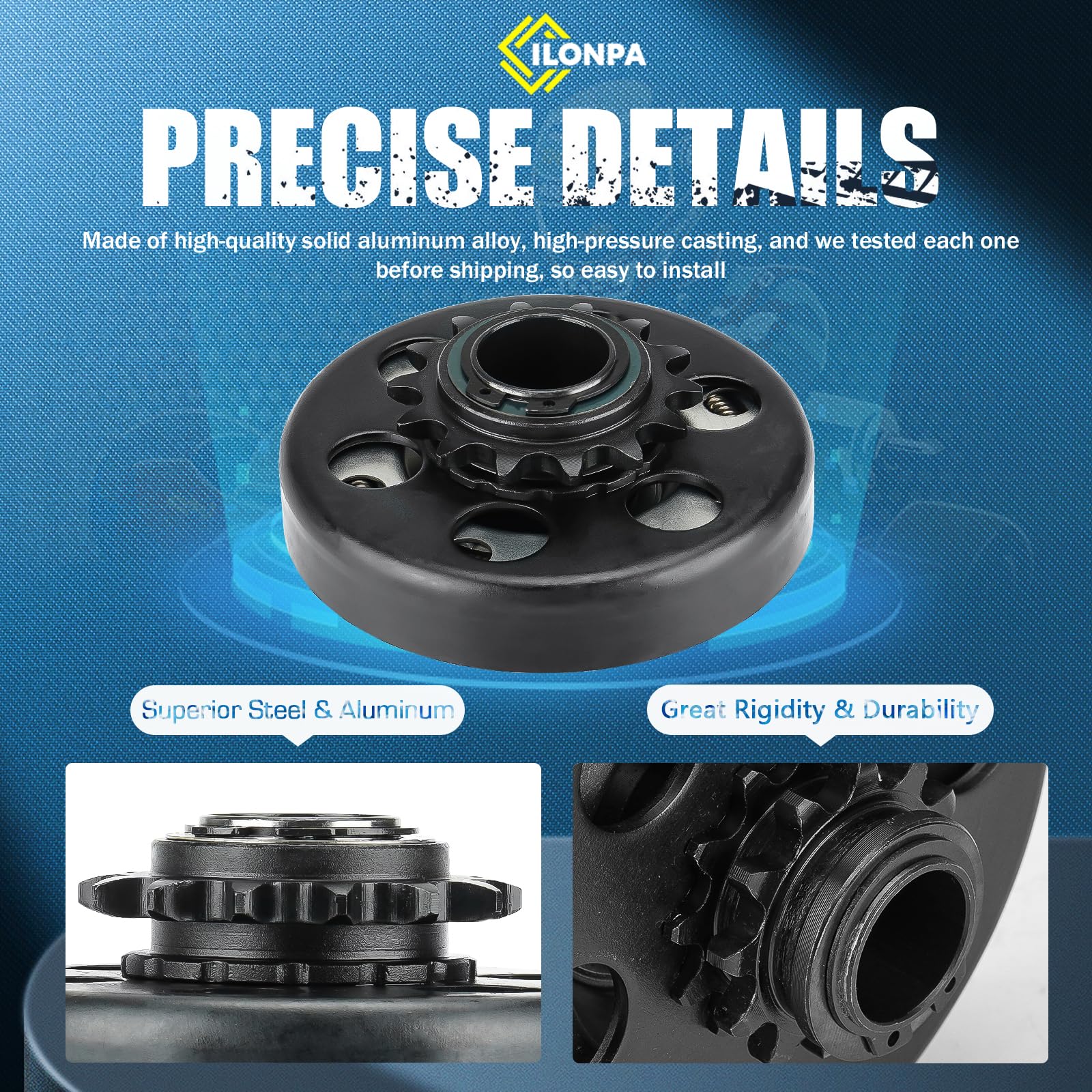 Embrague centrífugo de 1 pulgada de diámetro de 14 dientes para Go Kart Mini Bike Clutch con cadena #40/41/420, se adapta a motores con eje recto 8-13 HP