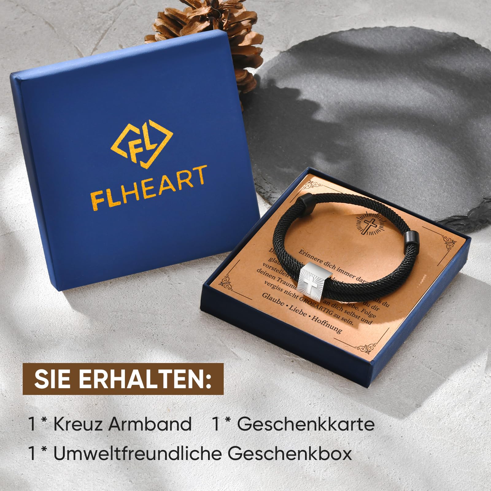 FLHEART Cruz pulsera confirmación regalos para niños – Pulsera de cuerda náutica negra con cruz, pulseras de Jesucristo, joyas, confirmación de Pascua, regalo para niños, hombres, hijo, regalos