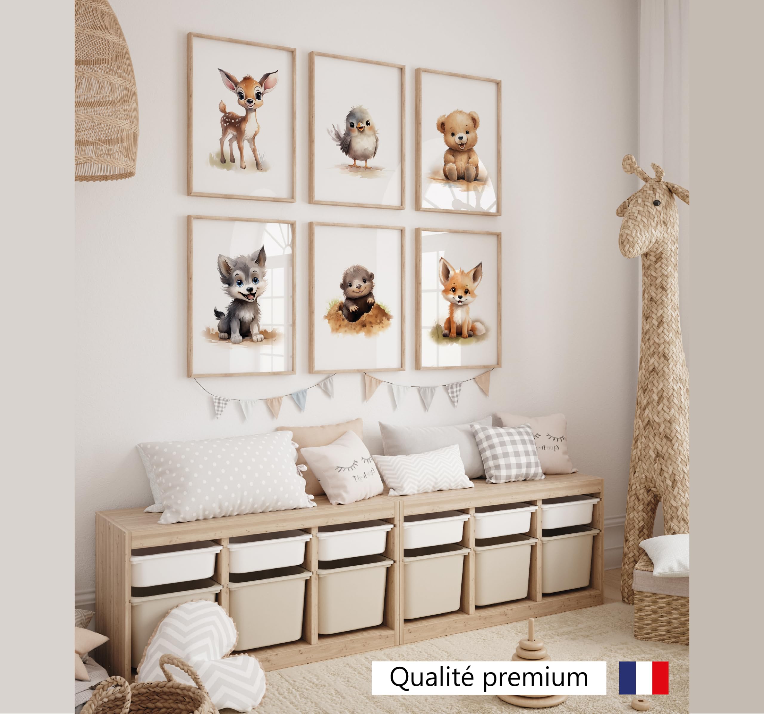 Lavema Images de décoration pour chambre de bébé - Poster A4 avec animaux de la forêt - Sans cadre photo - Images murales pour garçon et fille - Décoration de chambre d'enfant - Poster mural