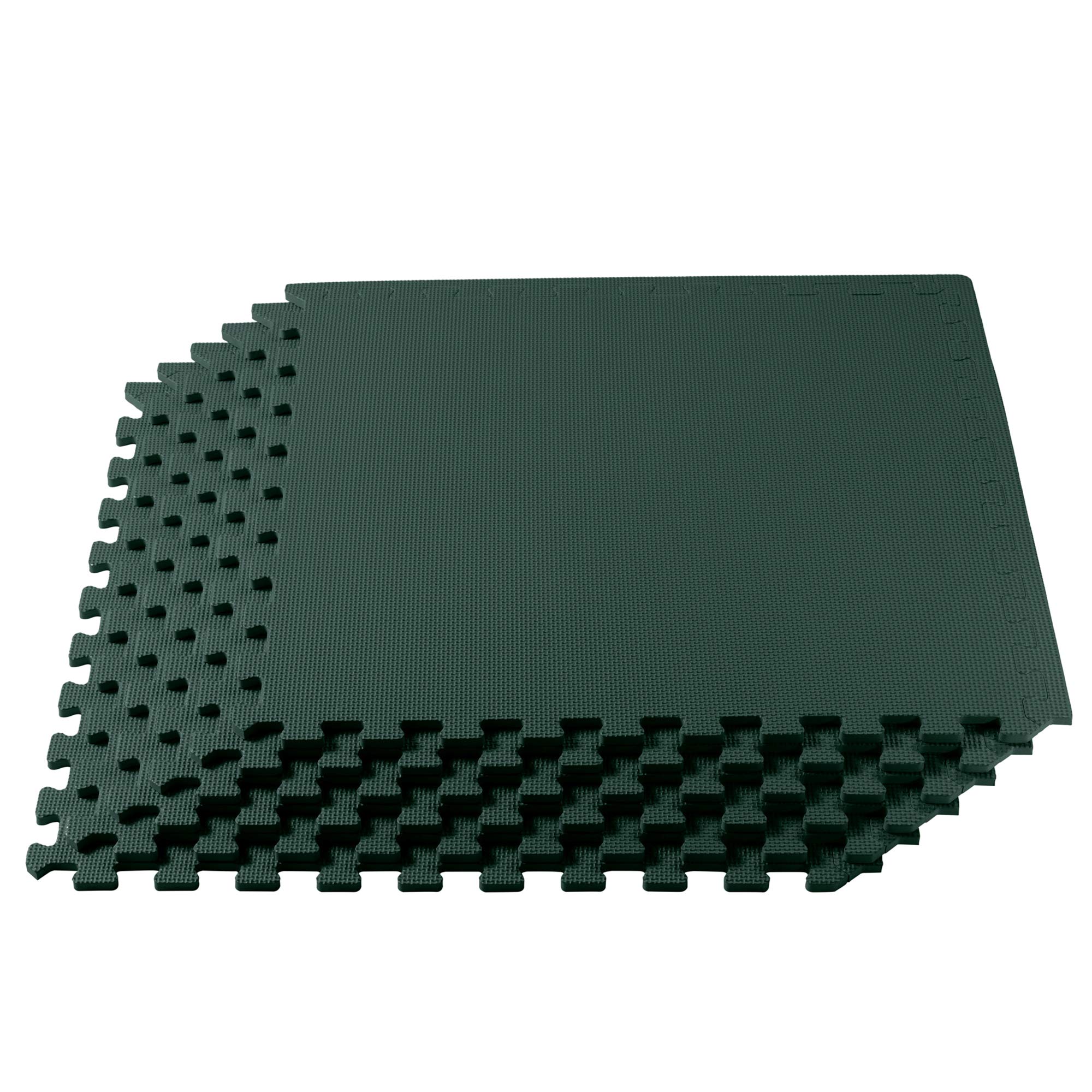 We Sell Mats 1/2 Inch Thickness Multipurpose EVA Foam Floor Tiles, Interlocking Floor Mat for Indoor Gym and Home Use, 24 in x 24 in, Hunter Green, 24 Square Feet (6 Tiles)