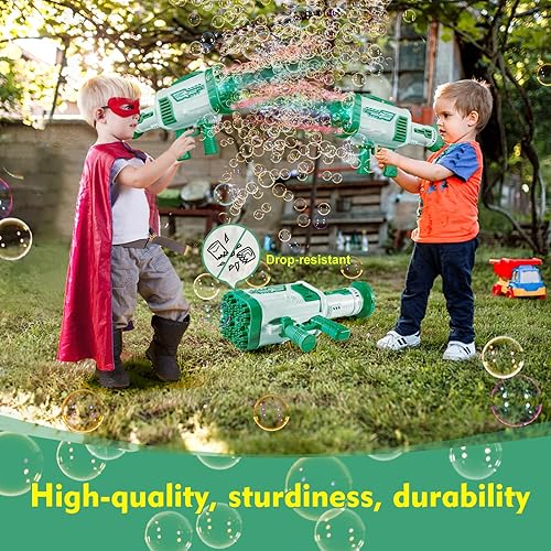Miniatura 6 de Pistola de burbujas  La máquina de 64 agujeros tiene luces LED, la pistola de burbujas de mano grande tiene dos baterías recargablesseis botellas de