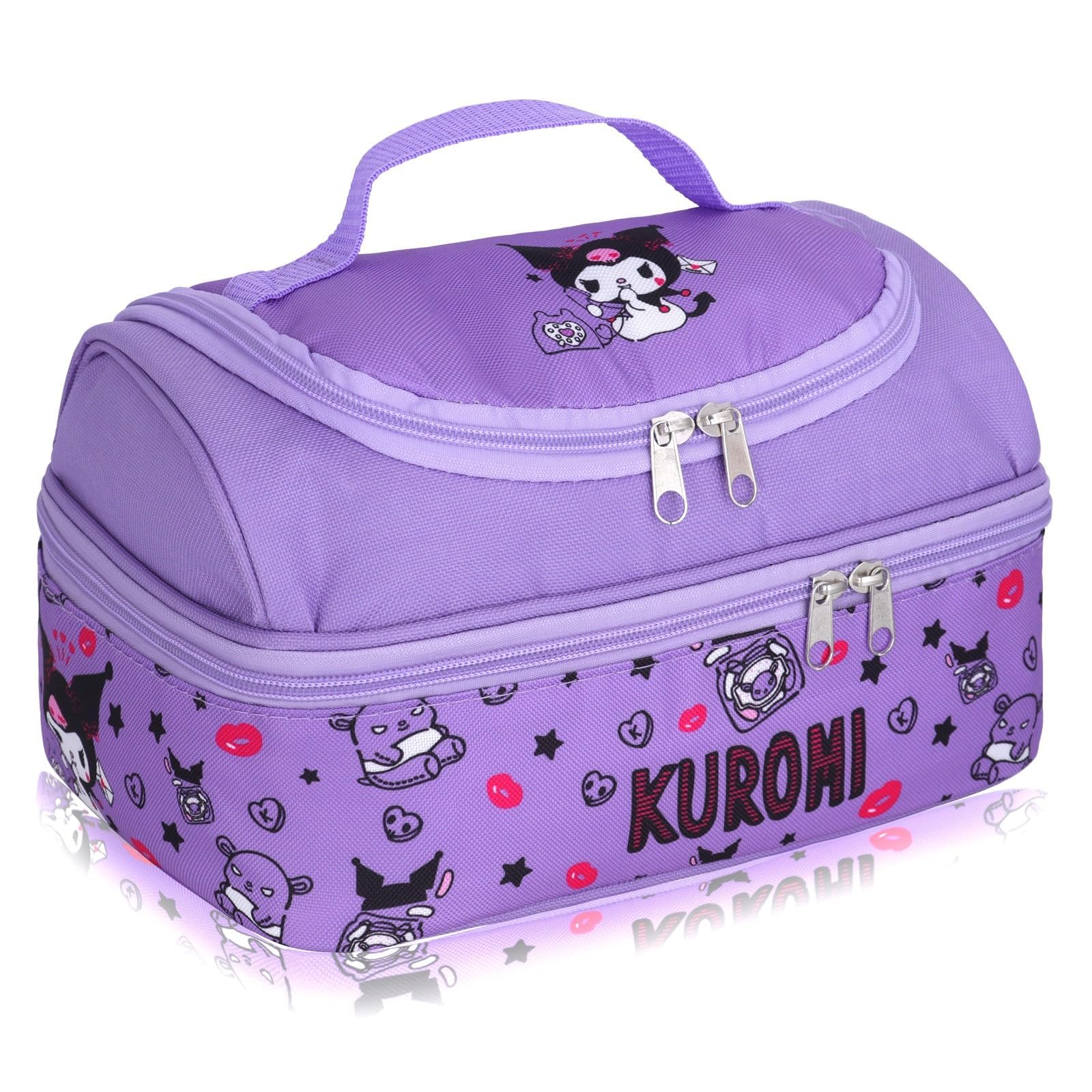 NALACAL Anime Kuromi Lunch Bag for Man Woman Leakproof Lunch Box Large Compartment Lunch Container Tote for Work Travel Purple