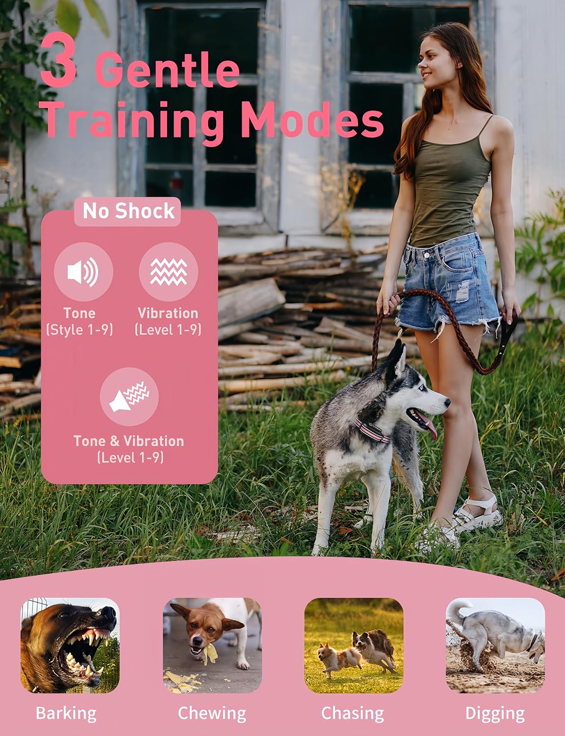 No Shock Dog Training Collar 2 Dogs, Vibrating Dog Collar, Vibration Collar for Small Medium Large Dogs - No Shock No Prongs
