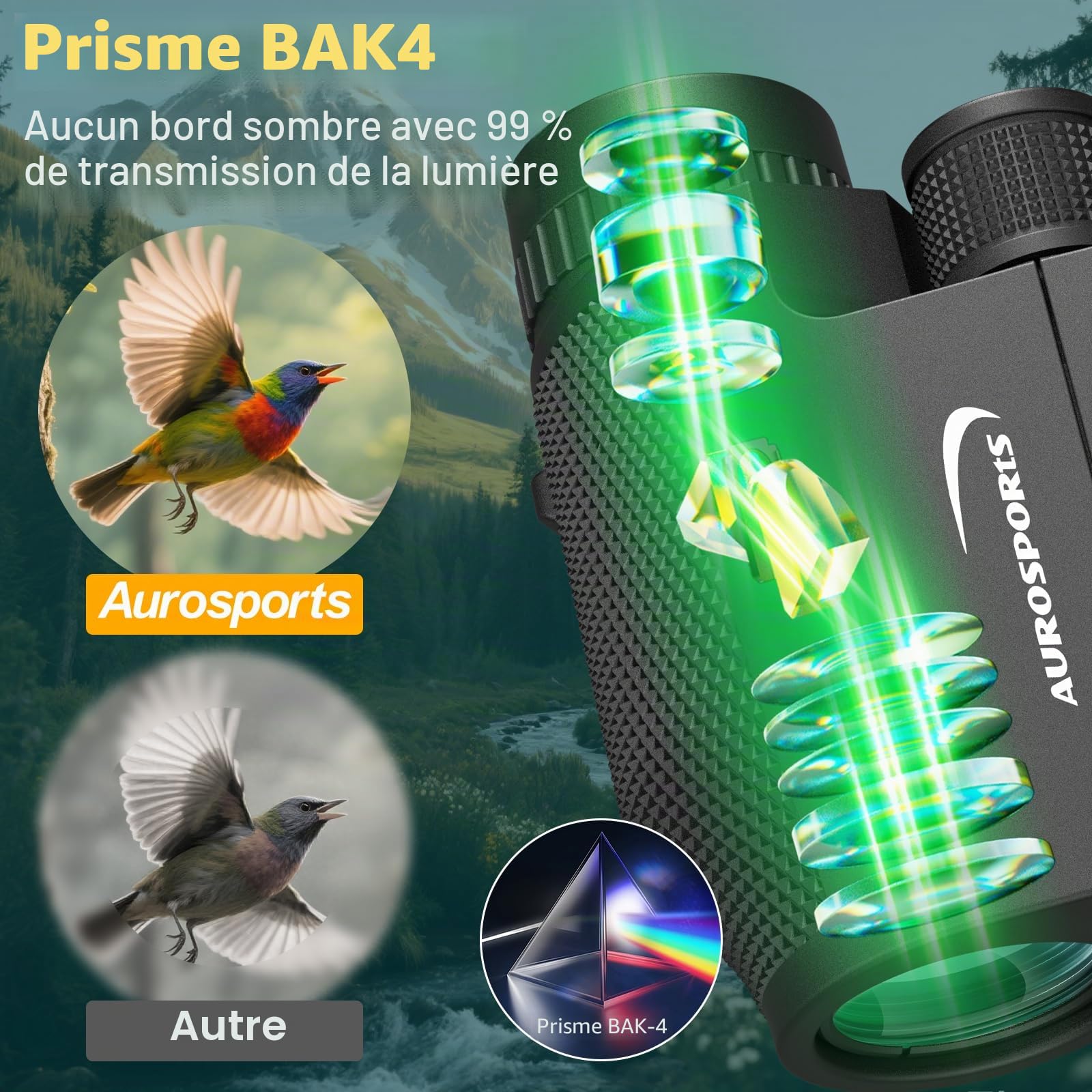 Aurosports Jumelles 12 x 32 pour adultes et petits enfants - Compacts et haute définition jumeau idéaux pour l'observation des oiseaux, les voyages et la chasse