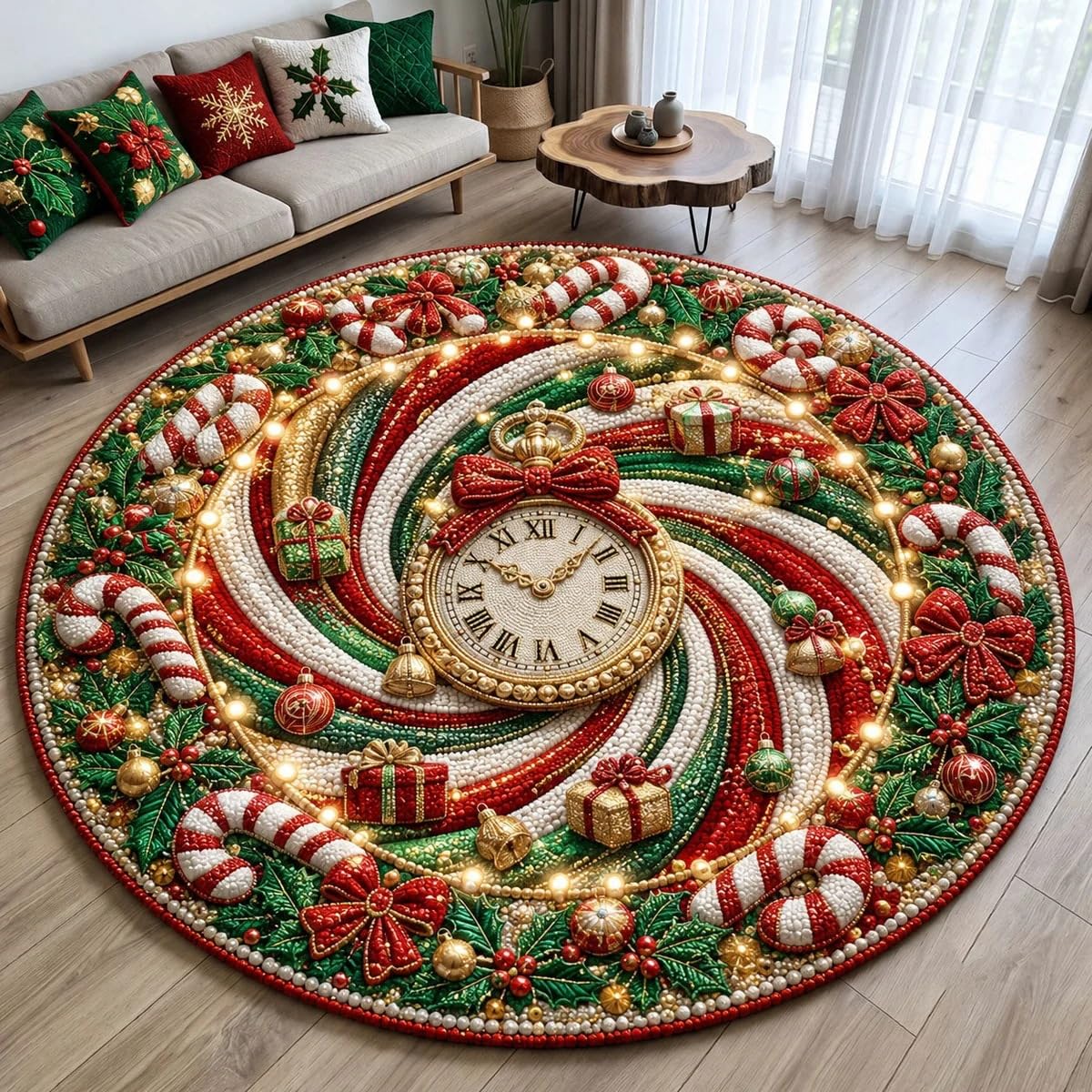 3D Optical Illusion Christmas Rugs Wear-Resistant Santa Claus Non-slip Mats，K-47 in
