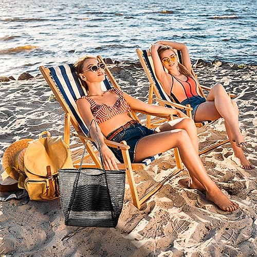 Miniatura 7 de Bolso de playa de malla para mujer, bolso de hombro plegable MAX 23L casual bolsa de mano para playa, picnic y vacaciones, Ins
