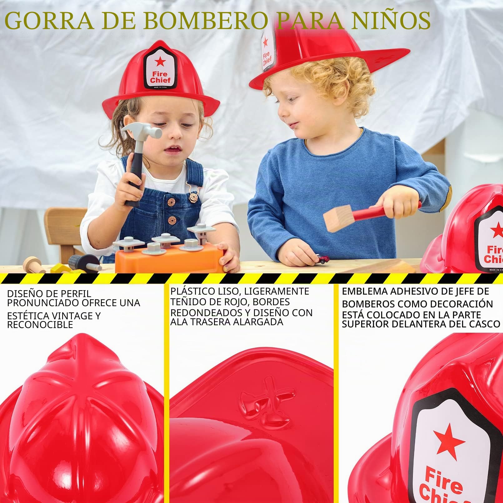 24 piezas de casco de bombero para niños, casco de bombero rojo, sombrero de bombero para niños y adultos
