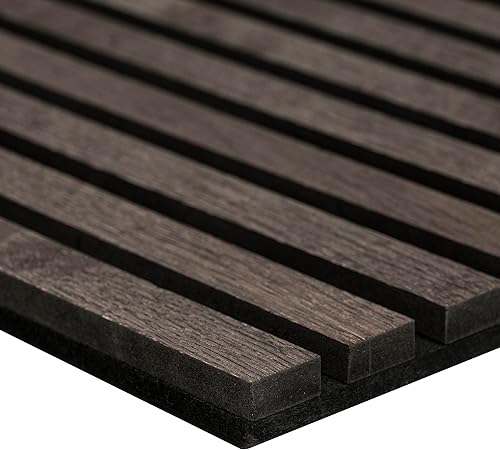 Miniatura 8 de MSI Paquete de 4 paneles de pared de listones de madera acústica para decoración de interiores, paneles de madera acanalados 3D que absorben el