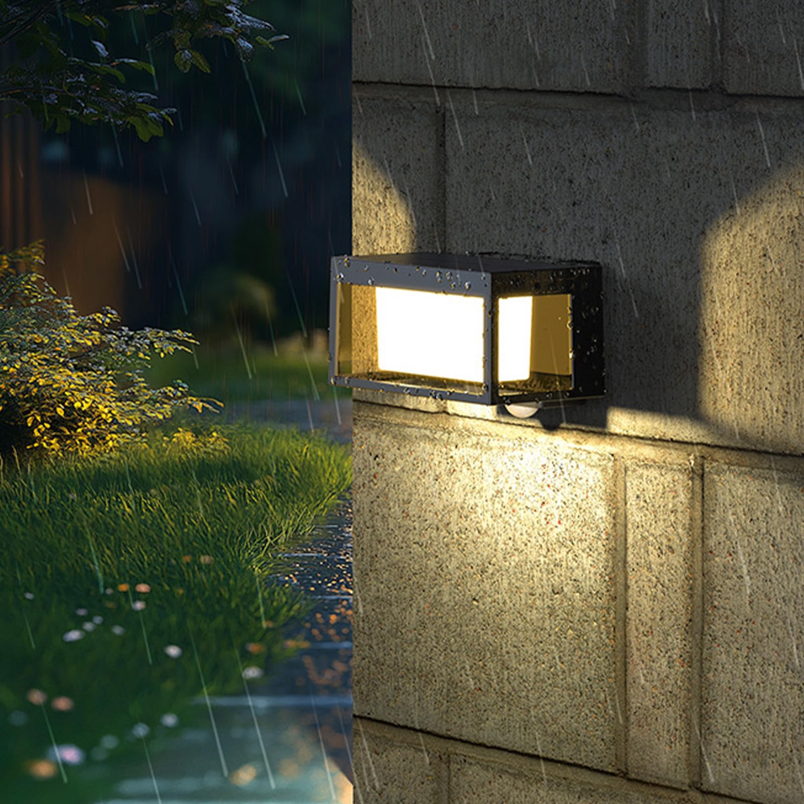 Zewnętrzna lampa solarna LED z czujnikiem ruchu nowoczesna lampa ścienna IP65 Wodoodporna zewnętrzna lampa ścienna na taras ogród w pobliżu patio (białe światło, 2 sztuki)