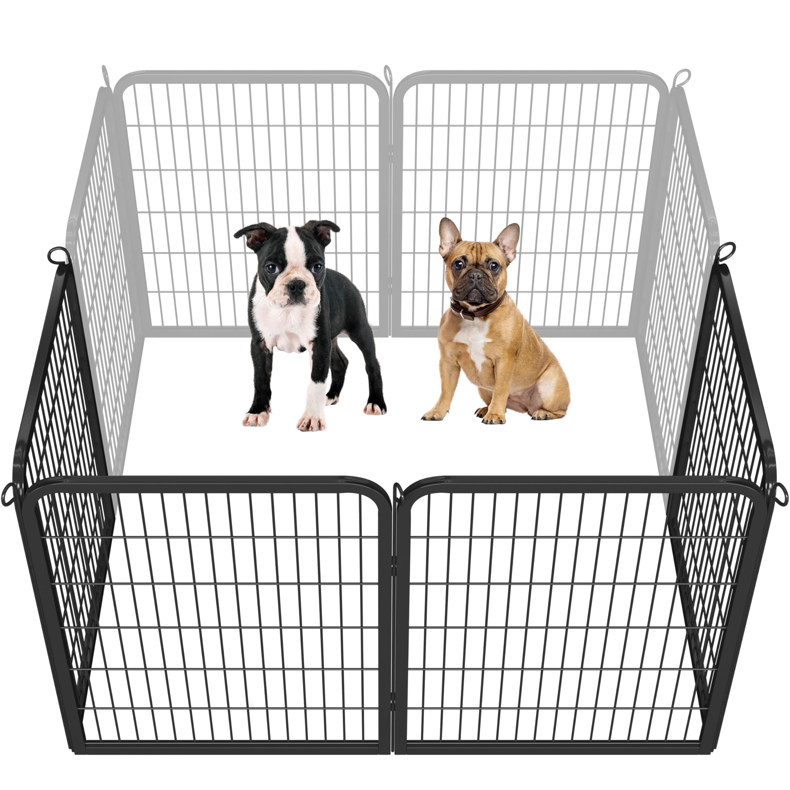 Yaheetech Dog Playpen Outdoor, 32 inch 4 Panels Dog Pen Indoor Heavy Duty Puppy Exercise Pen Metal Pet Fence for RV Camping/Yard/Garden