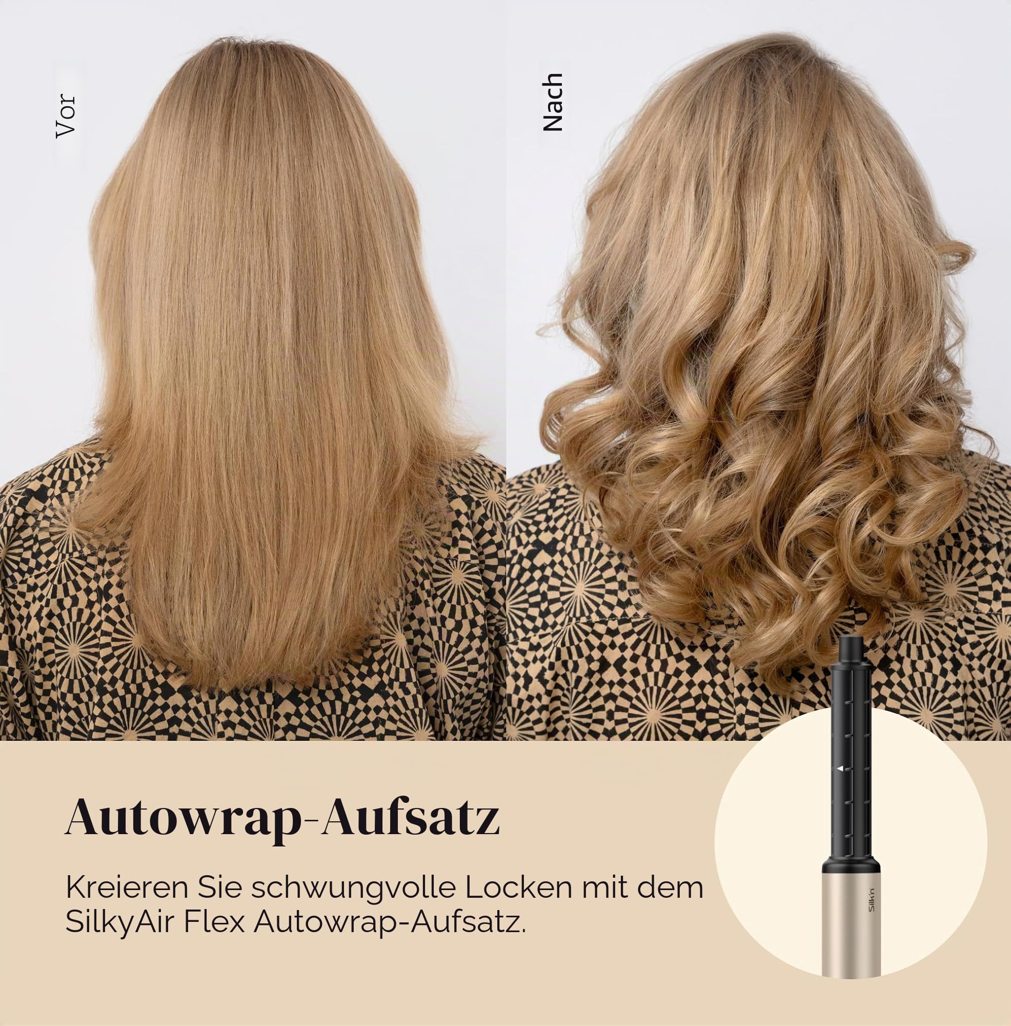 Silk'n Air Styler & Haartrockner I SilkyAir Flex I 5-in-1 Auto-Wrap-Lockenaufsatz, Paddle-Bürste, Ovalbürste, Konzentrator, Diffusor, Aufbewahrungskoffer, Keine Hitzeschäden I 1300 W, Schwarz