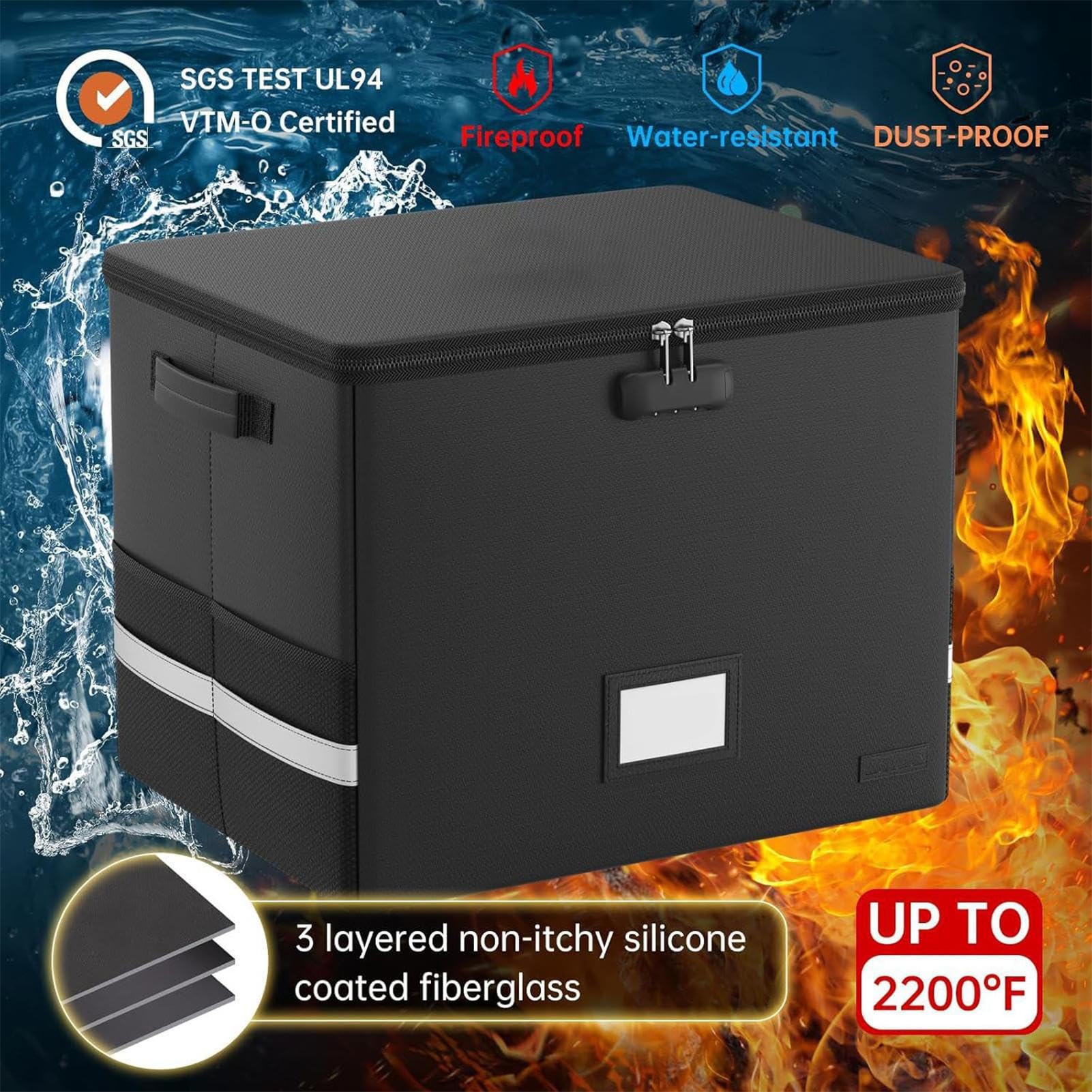 Salva Scatola Di Stoccaggio - Crate Di Registrazione | Organizzatore Del Titolare Di File | Portatile Album Portatile Risparmio Di Spazio Con Coperchio E Maniglie | Organizzatore Ignifugo Rés