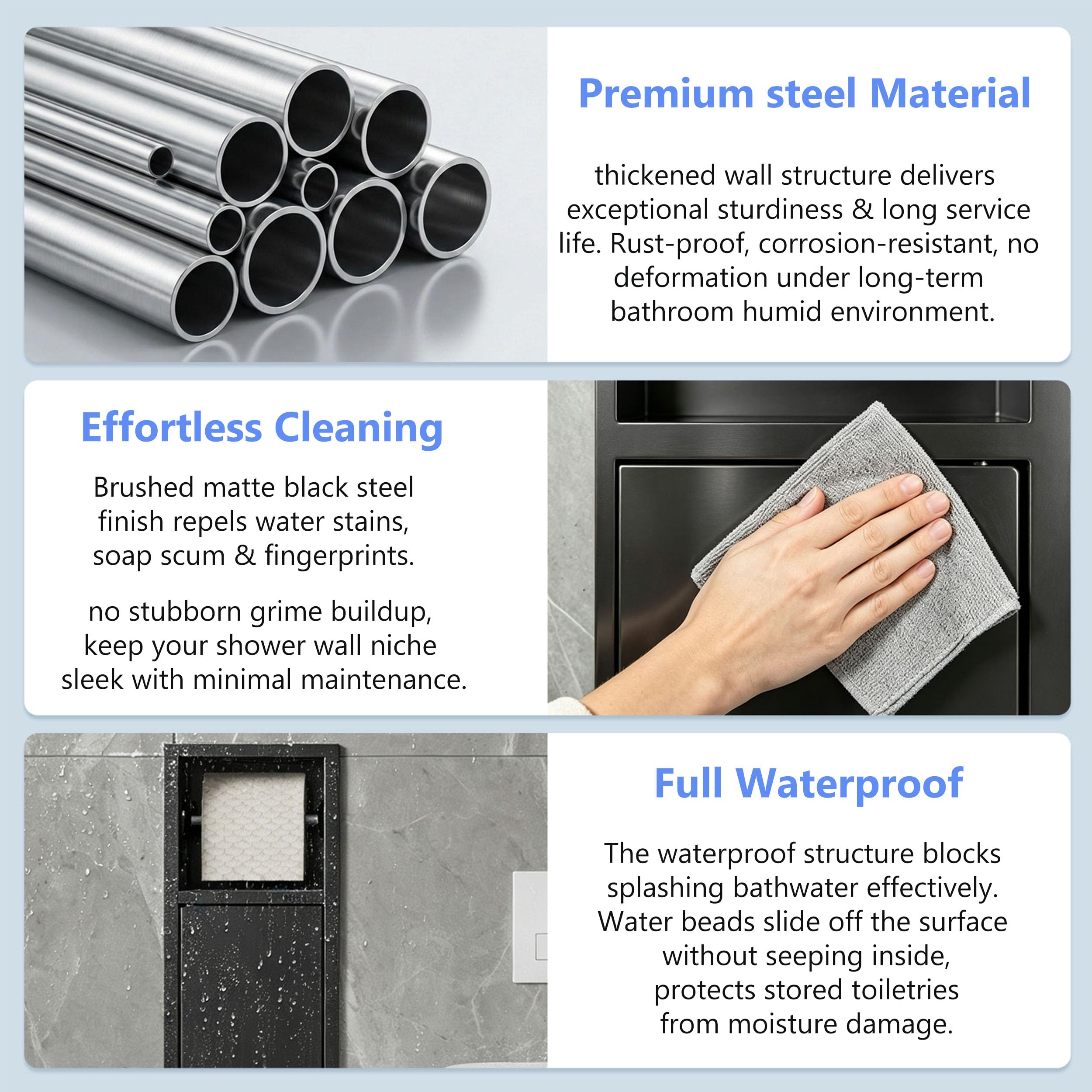 MSFE Portarrollos de Papel Higiénico Empotrado,Módulo de Armario Empotrado para Baño de Acero Inoxidable para Guardar Papel Higiénico y Escobilla de Baño en el Baño,Apertura a Presión,63x17.8x15CM