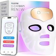 LED-Gesichtsmasken-Lichttherapie f&uuml;r Akne- und Anti-Aging-Hautpflege | FDA-geriffelte, kabellose und app-gesteuerte | Blaue, Nah-Infrarot- und Rotlicht-Therapiemaske f&uuml;r das Gesicht - Lustre ClearSkin Renew Pro-Gesichtsbekleidung