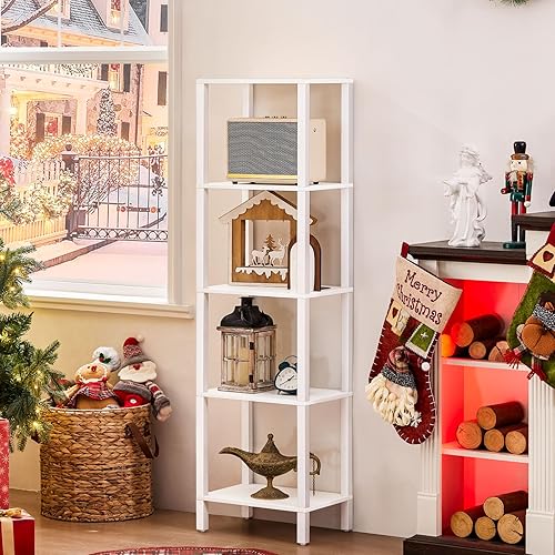 Miniatura 3 de Estantería pequeña y estrecha de 5 niveles de 54 pulgadas de alto, estante delgado para espacios pequeños, estante delgado de granja con