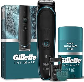 Gillette Intimate Men’s Pubic Trimmer & Intimate Pubic Anti-chafe Stick, Reduces Rubbing and Irritation, Pubic Anti-Chafing For Men, Easy Application, Dermatologist Tested