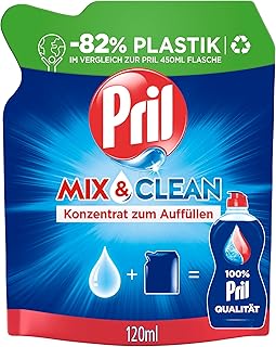 Pril Mix & Clean Konzentrat zum Auffüllen (120 ml), Handgeschirrspülmittel mit höchster Fettlösekraft, für sauberes Geschi...
