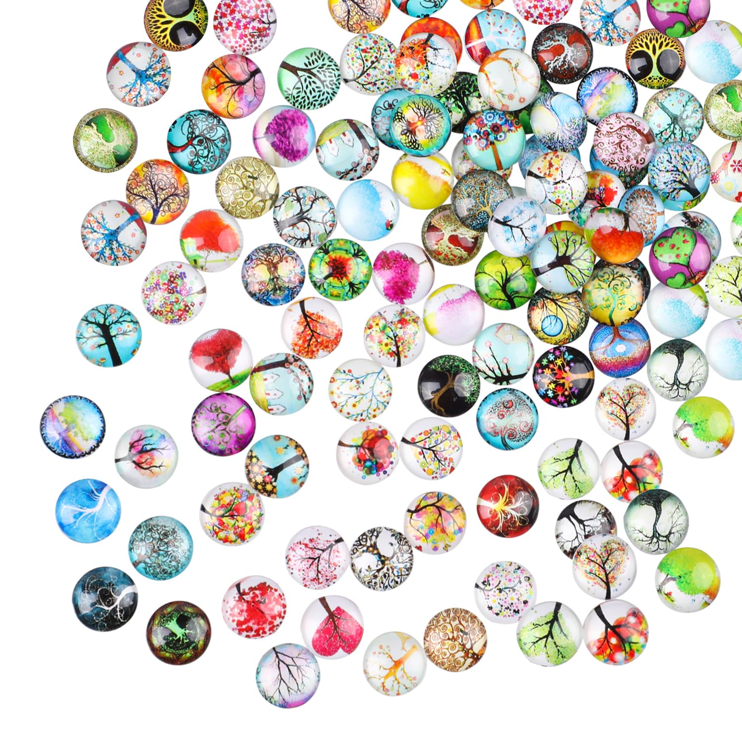 XPEX 50 Pièces Trefle A 4 Feuilles Cabochons Pour Bijoux,Cabochons En Verre Trèfle À Quatre Feuilles Pierres De Verre Porte-Bonheur Pour L'Artisanat De Bricolage,Boucles D'oreilles,Pendentifs(12 Mm