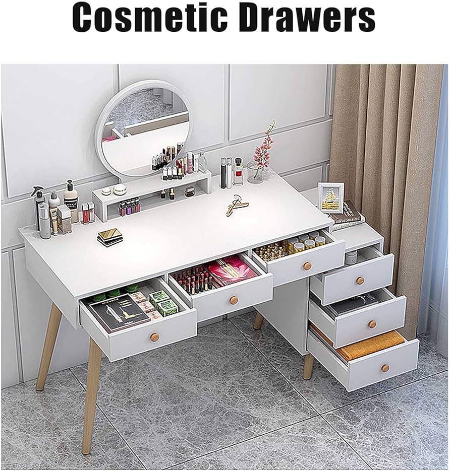 Amazon｜寝室の化粧台-LEDライトミラー化粧台豪華な椅子付き北