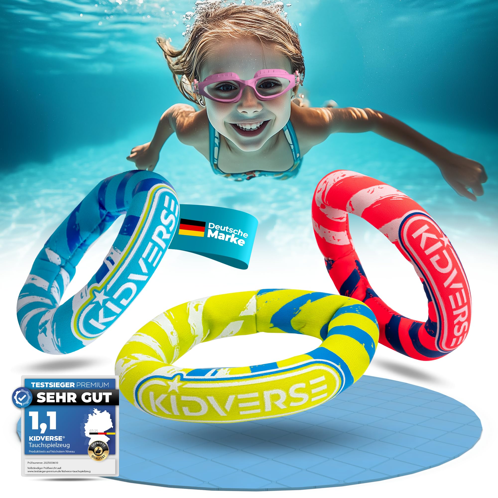 KIDVERSE Diving Rings Swimming Pool Toys for Kids - Swimming Toys Neoprene Pool Diving Games for Kids - Colourful sinkies - Learning to Dive Sinkers - Toddler sinky