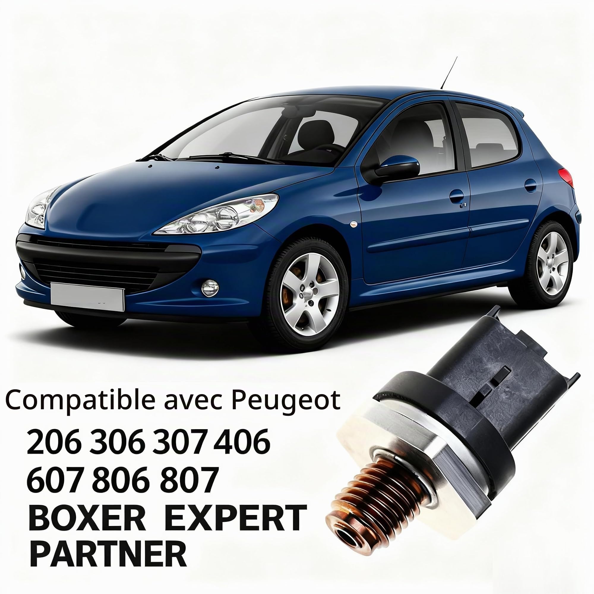 Baceyong 1 capteur de pression de carburant, capteur de pression d'huile 0281002797 Compatible avec Peugeot 206 306 307 406 607 806 807 BOXER EXPERT PARTNER, noir