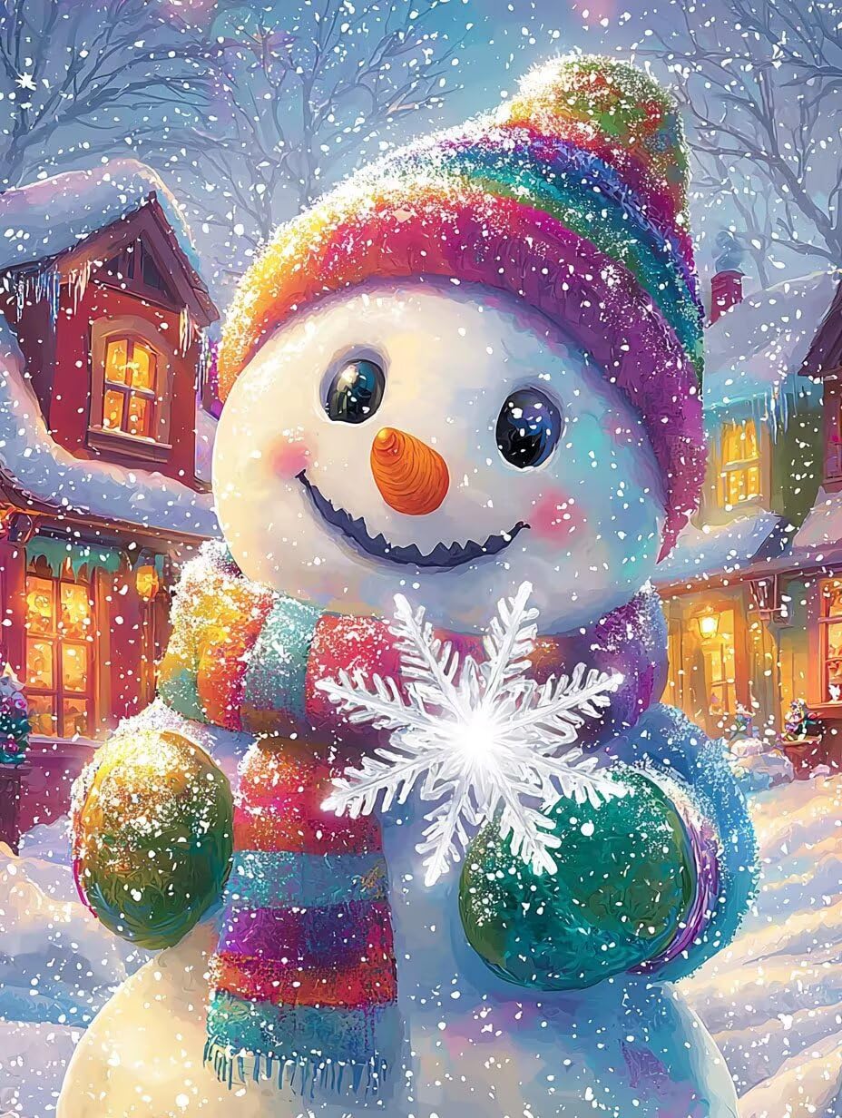 WEISHIWE Muñeco de nieve Pintar por Numeros Adultos, 60x80cm w-1033