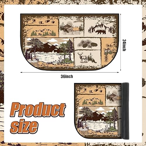 Miniatura 3 de Demissle Alfombra para chimenea con chimenea, diseño del suroeste, resistente al fuego, para estufa de leña, protector de suelo para cocina,