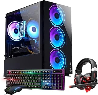 HAJAAN Gaming PC Desktop Tower - Intel Hexa Core i7-8700 Upto 4.6GHz - 16GB DDR4 RAM 512GB SSD - GeForce GTX 1630 4GB GDDR6 - RGB Keyboard Mouse Headset - WiFi - Windows 11 Pro