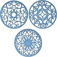 Vista 1 de Silicone Trivets for Dishes-Modern Kitchen Trivet Mat, Non Slip Trivets for Pots&Pans, Carved Silicone Pot Holders, Heat Resistant Mats-Round Hot