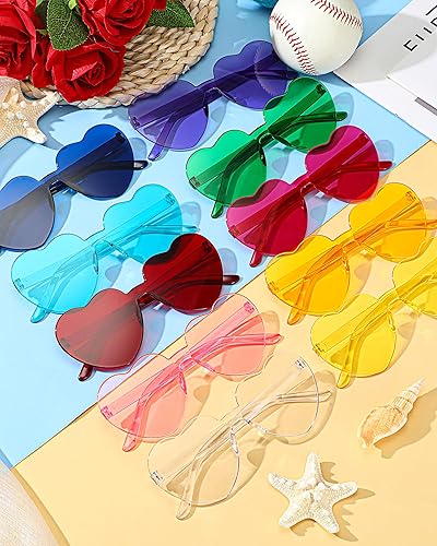 Miniatura 4 de Frienda 20 Pairs Heart Shaped Sunglasses Rimless Candy Color Glasses for Women Men Party Favor