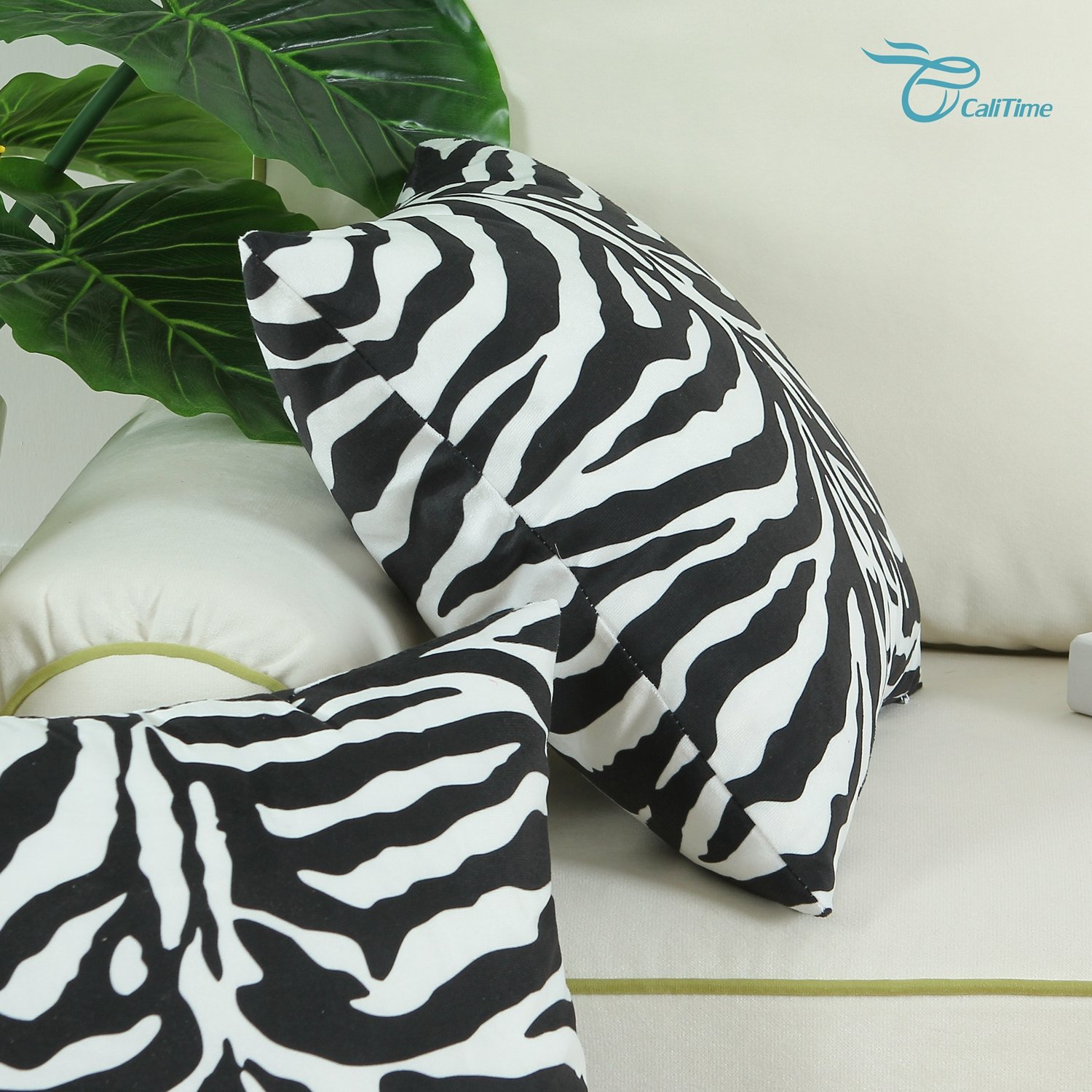 CaliTime 2-Pack Fleece Throw Pillow Covers – 18x18 Inch Animal Print Pillow Cases For Couch, Bed, Sofa (Giraffe) - View #10