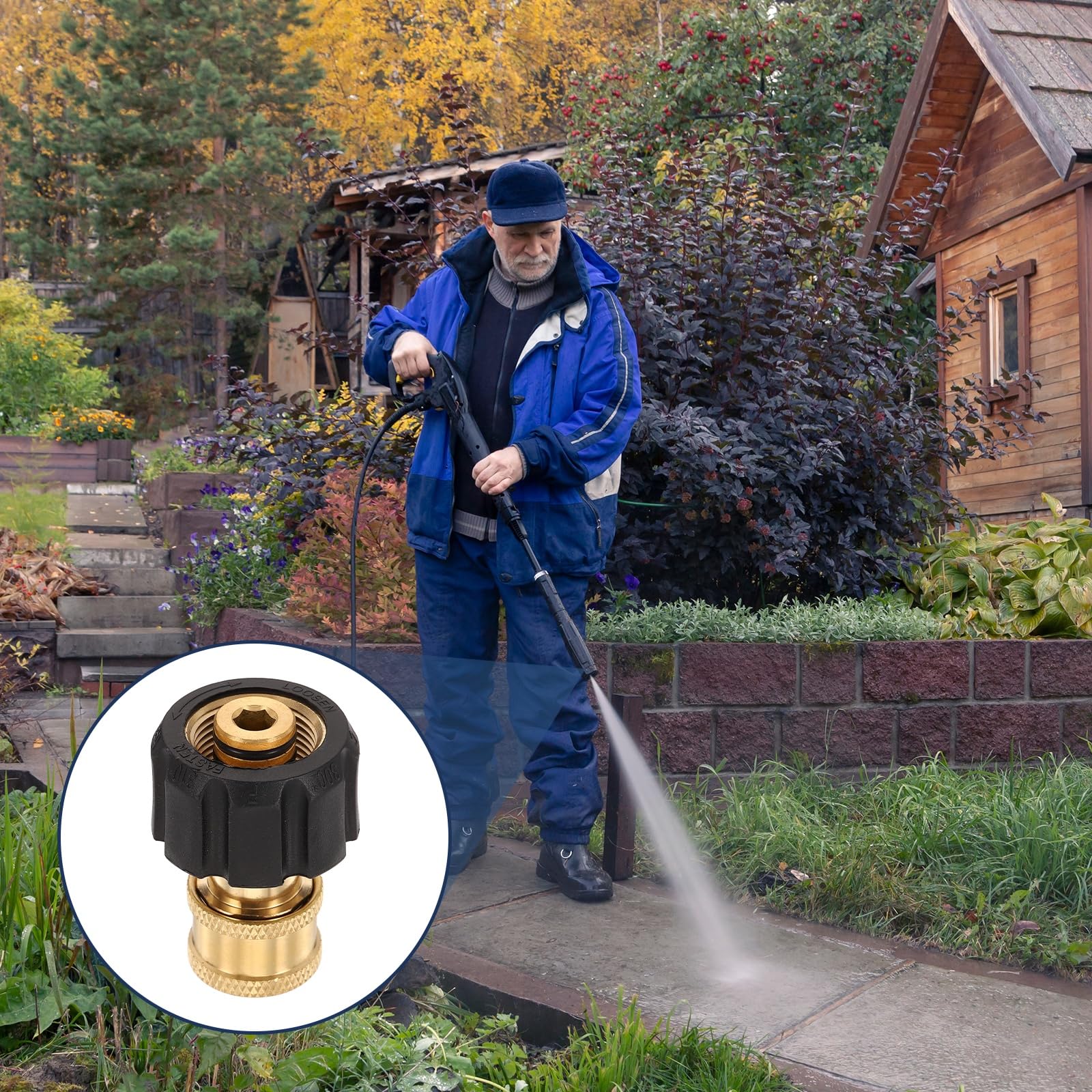 QUARKZMAN Adattatore per Idropulitrice, M22 14mm Femmina A 1/4" Femmina Quick Plug Adattatore Girevole in Ottone per Tubo di Idropulitrici