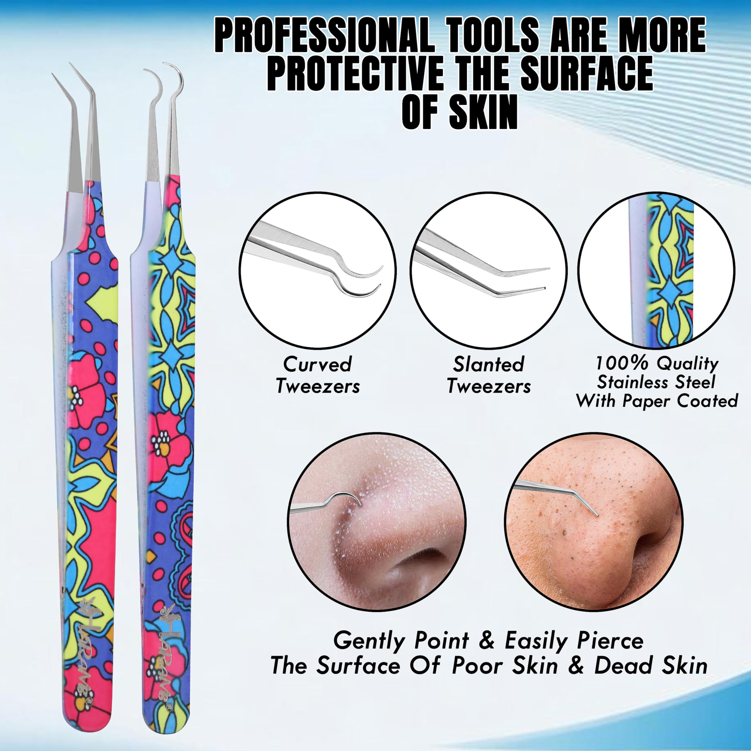 Blackhead Remover Pimple Popper Tool Kit 10 Pcs, Comedone Pimple Extractor Tool, Acne Kit for Forehead Nose, Blackhead - Image 4
