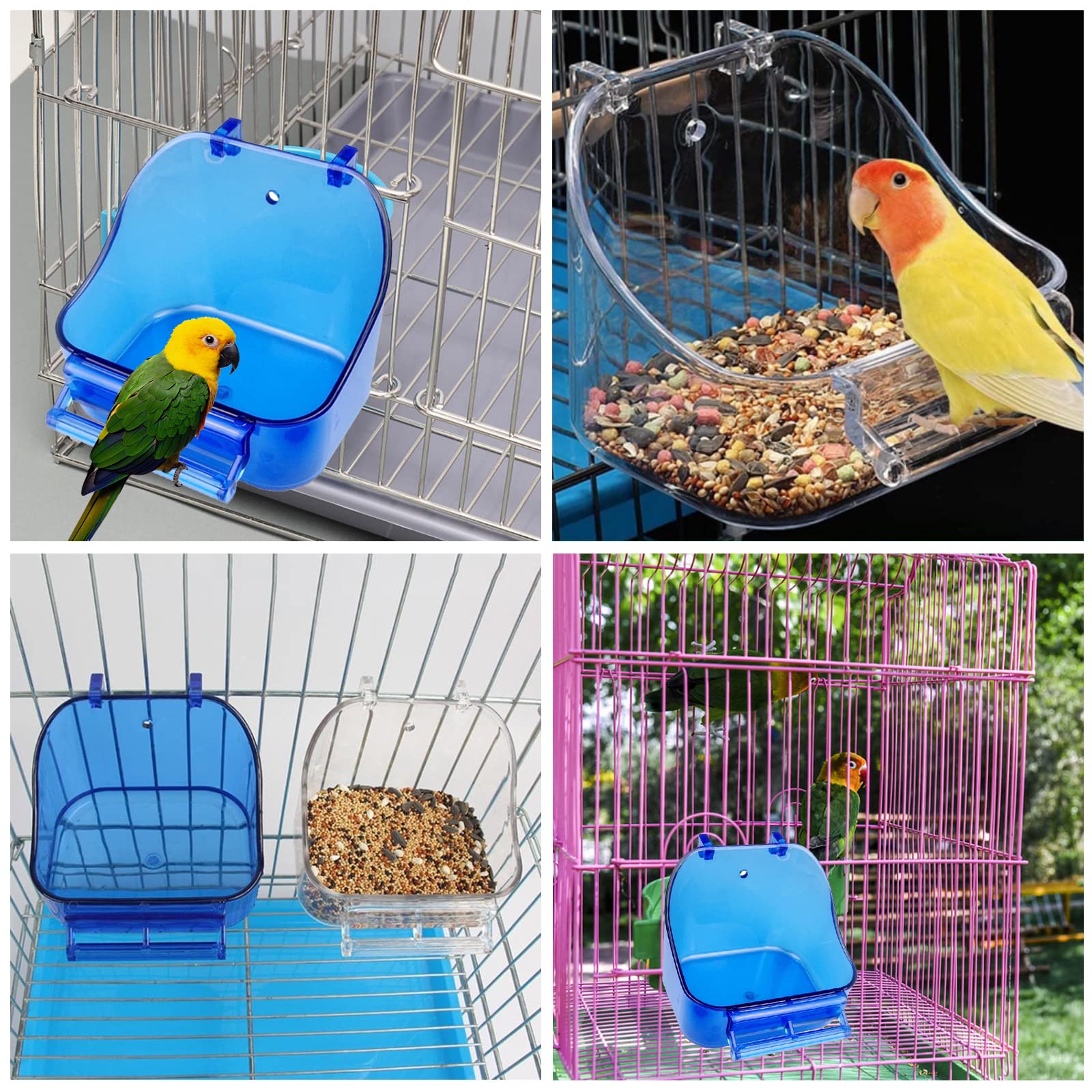 Amazon.co.jp: 鳥 水浴び容器 インコ オウム 餌入れ 透明 水浴びケース