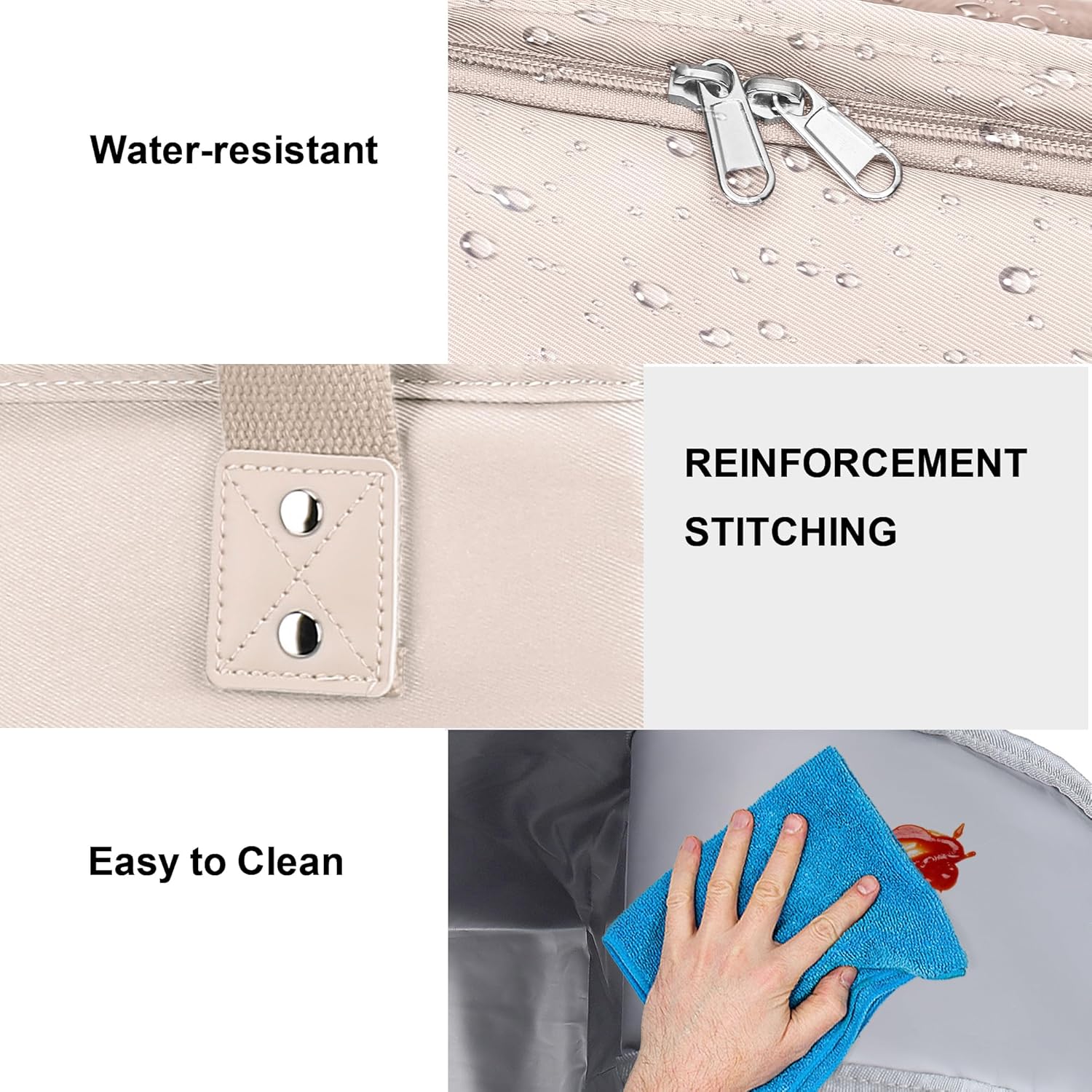 Hafmall Insulated Lunch Bag for Adults,Big lunch box for men, Wide Opening Insulated Bag with Shoulder Strap, Reusable Adult Lunch Bag For Work, Picnic(Beige) - Image 4