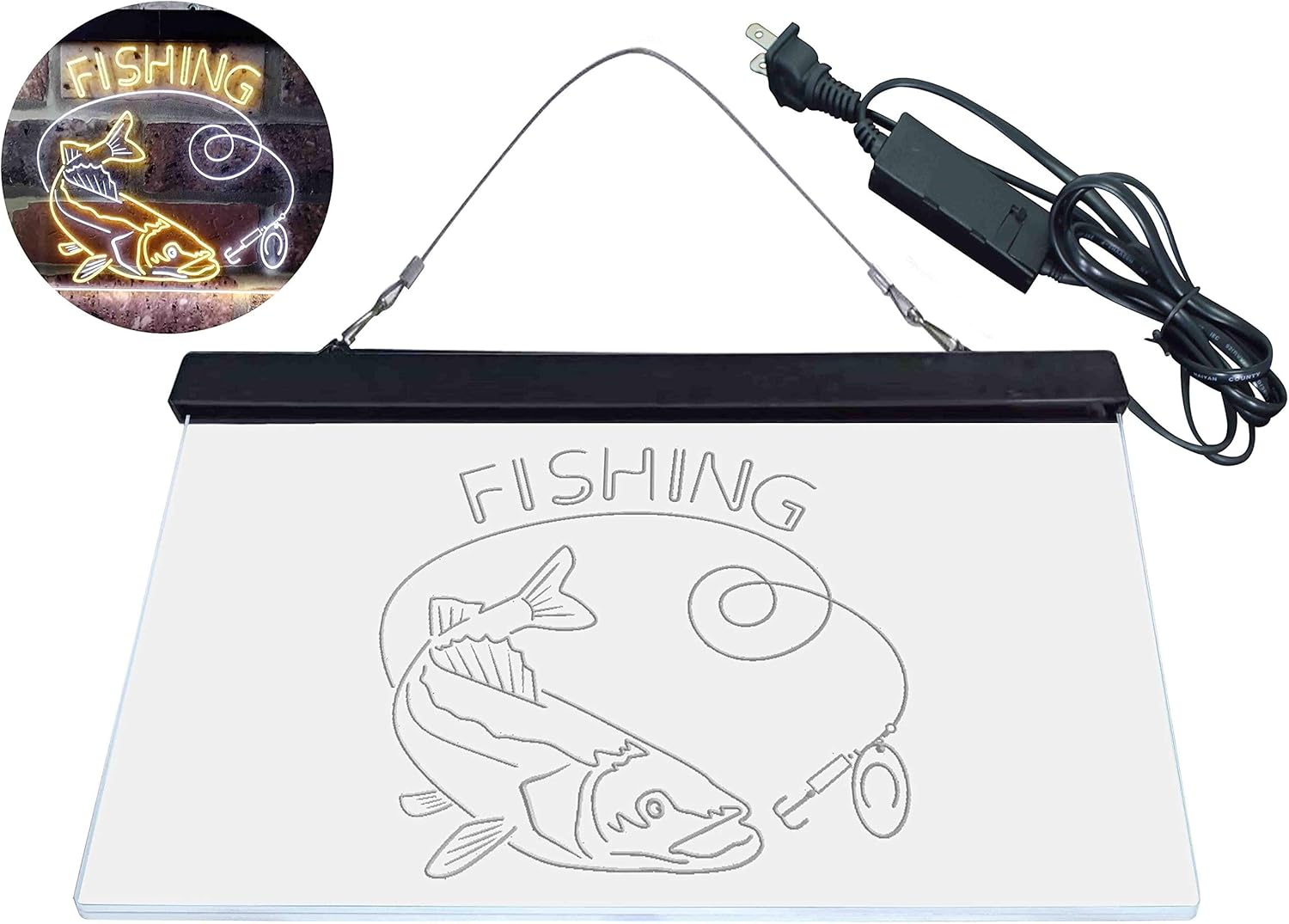 ADVPRO Fishing Camp Cabin Game Room Dual Color LED Neon Sign White & Yellow 12 x 8 Inches st6s32-i3719-wy