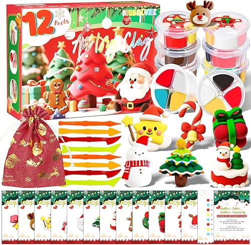 Miniatura 12 de Arcilla seca al aire – Kit de arcilla de modelado de 32 colores con 3 herramientas de escultura, segura y no tóxica, juguetes de regalo mágicos de