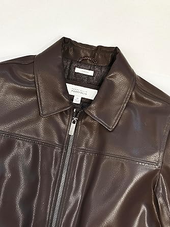 Amazon | PERRY ELLIS メンズ オープンボトム レザージャケット