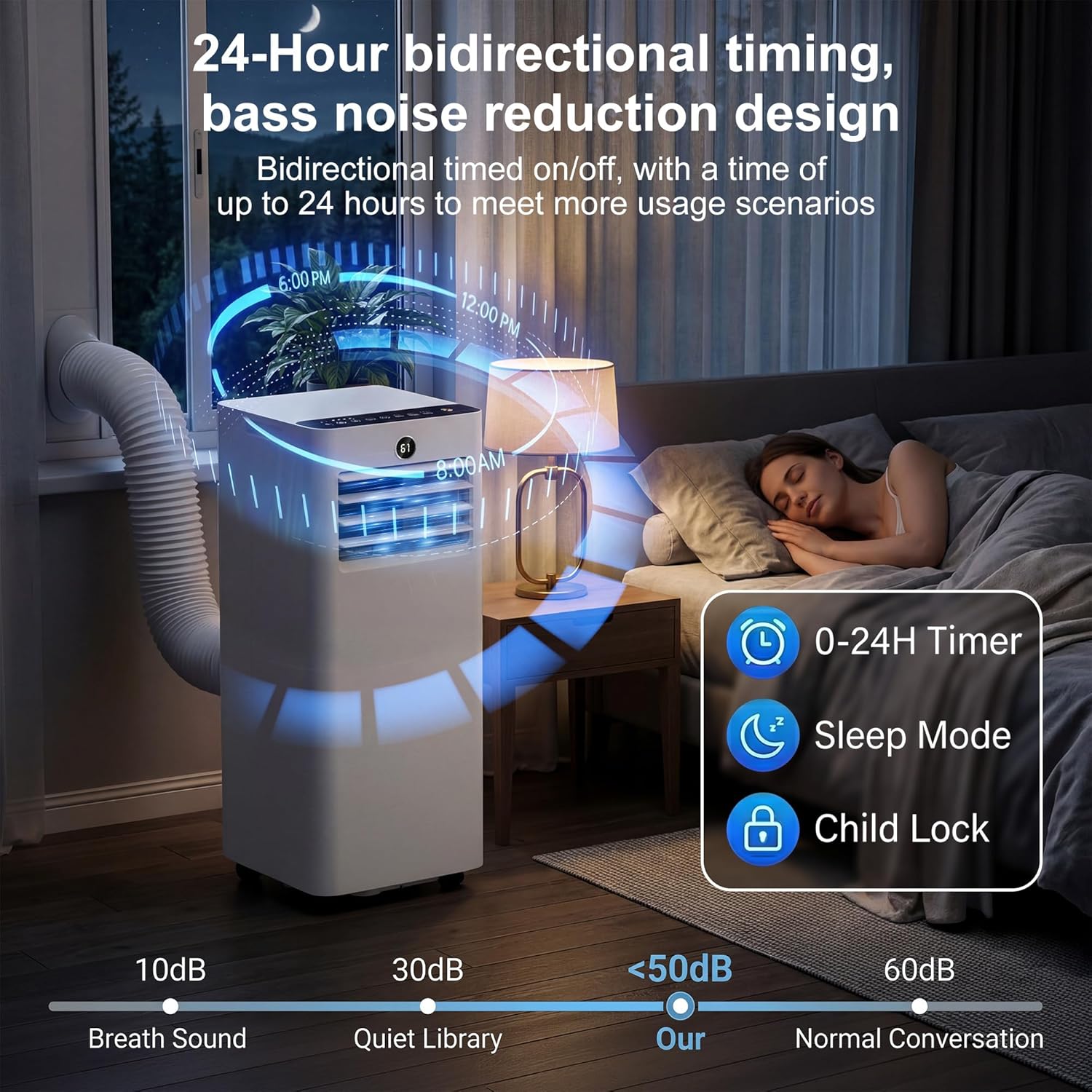 AKIRES Portable Air Conditioners,10,000 BTU Air Conditioner for Bedroom with Remote Control,Portable AC Unit With Fan & Dehumidifier,Cools Up To 450 Sq.Ft For Large Room With 24H Timer And Sleep Mode