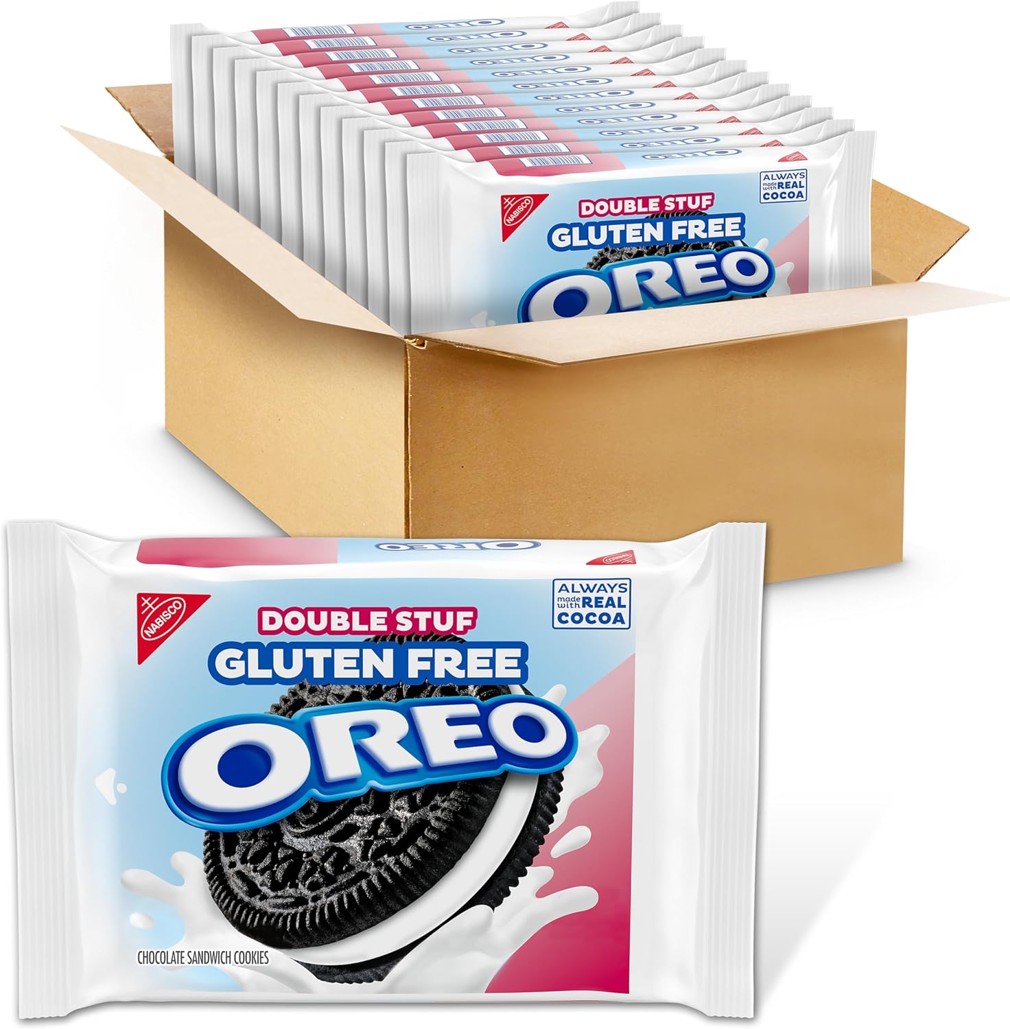 OREO Double Stuf Gluten Free Chocolate Sandwich Cookies, 12-12.47 oz Packs