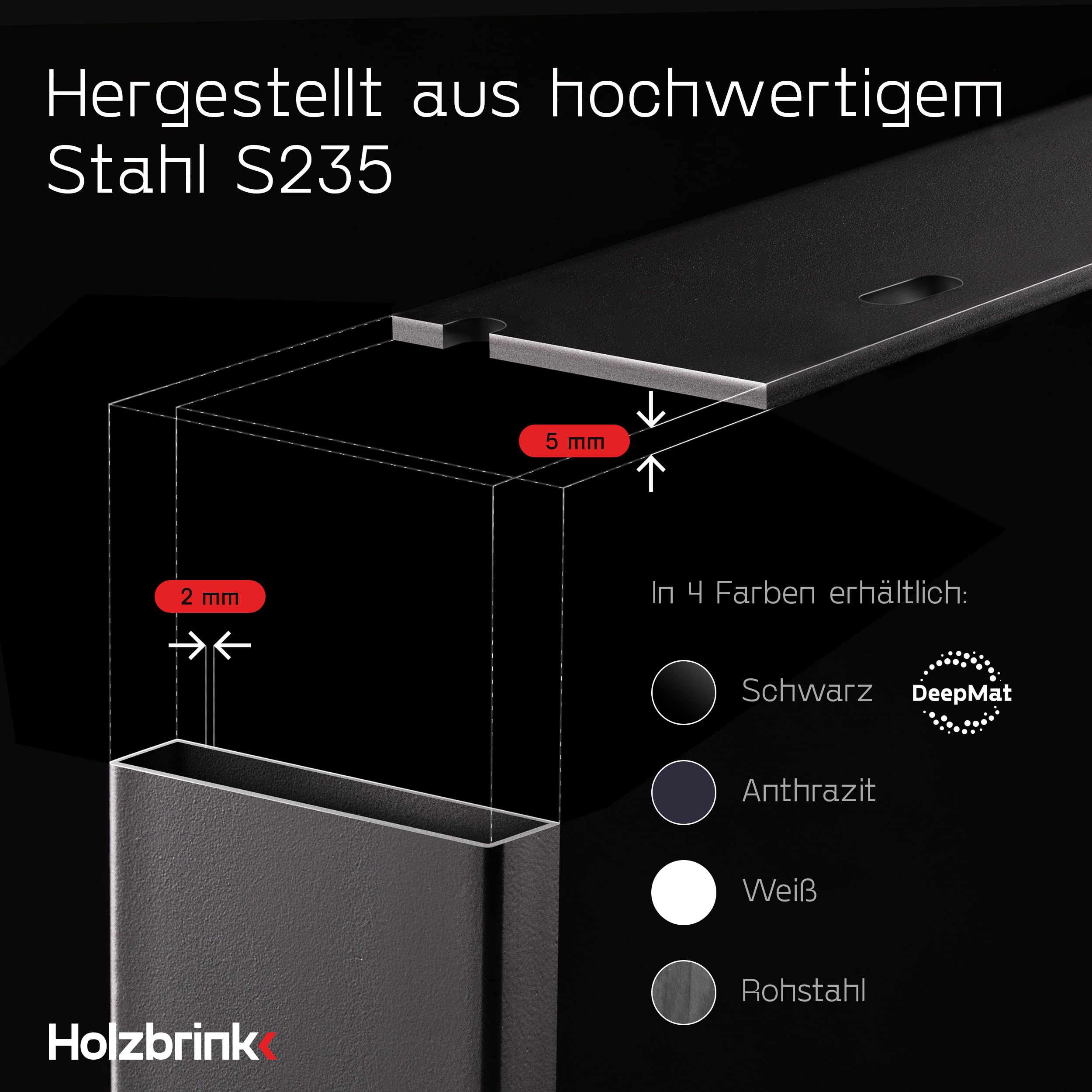 HOLZBRINK Tischbeine Metall Schwarz | Tischkufen/Tischgestell für Couchtisch, Esstisch, Schreibtisch, Sitzbank | 2 Stück Möbelfüße 50 x 72 cm